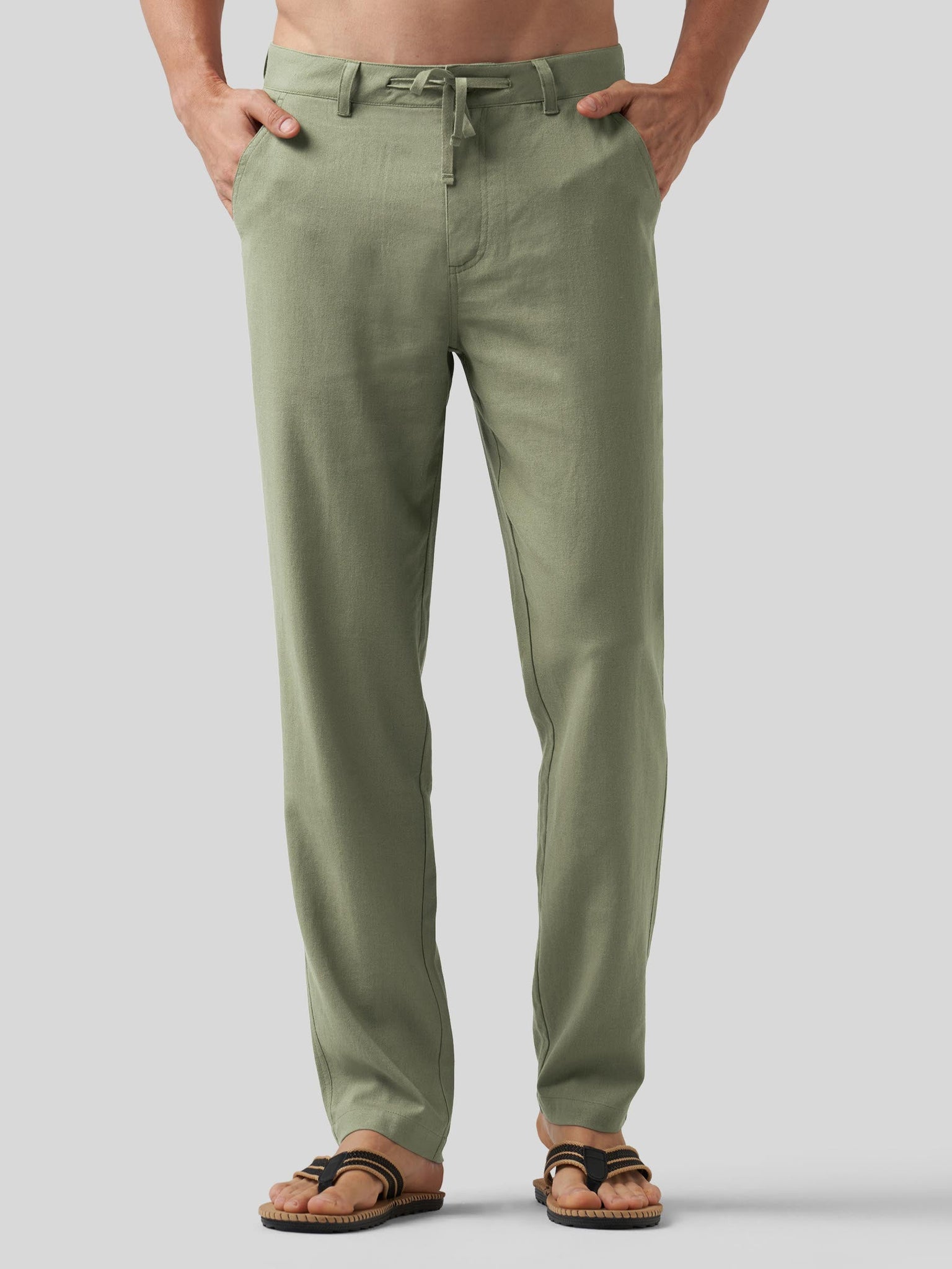Willit Men's Casual Cotton Linen Pants 30 Inch in sage green