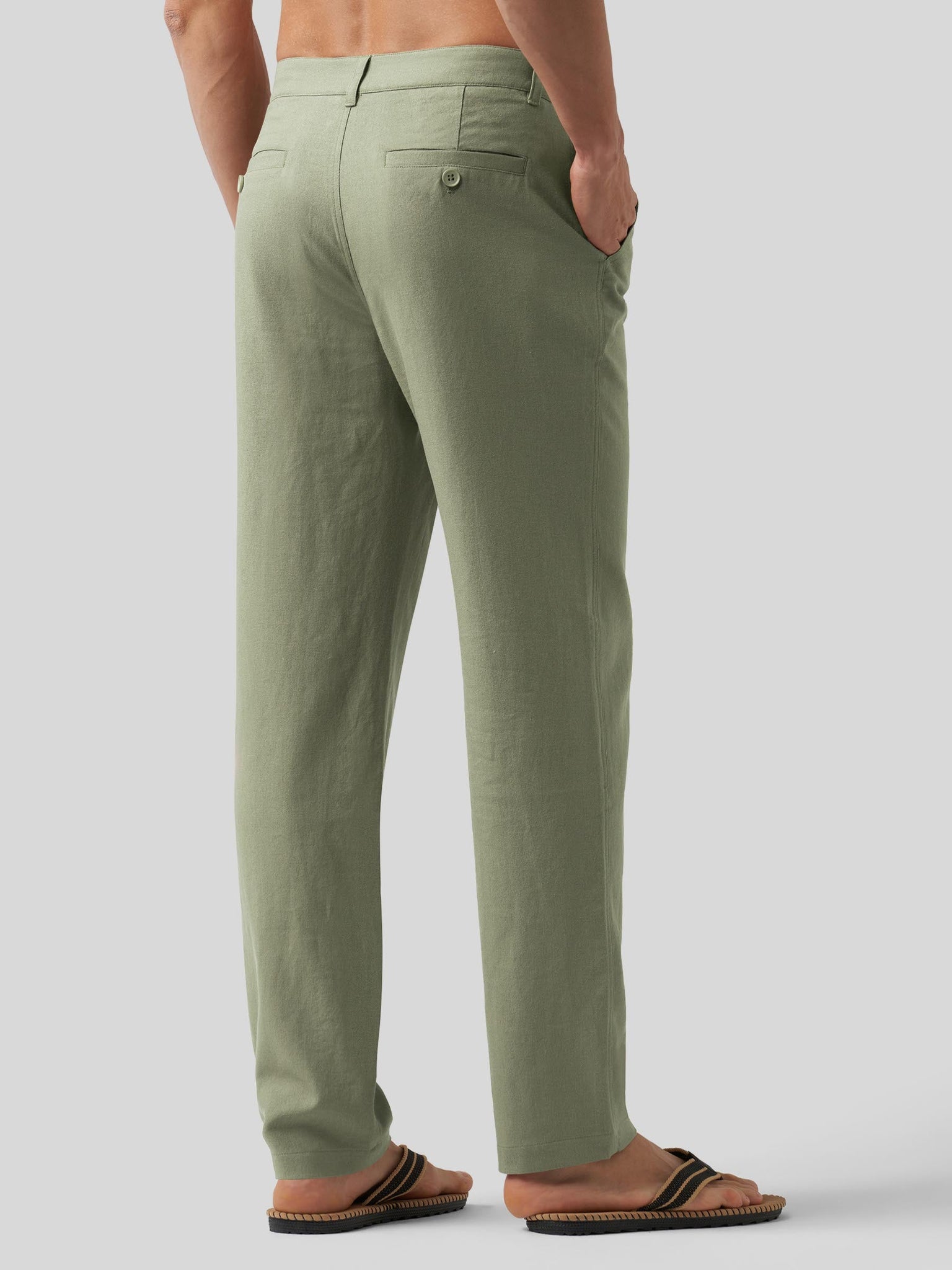 Willit Men's Casual Cotton Linen Pants 30 Inch in sage green