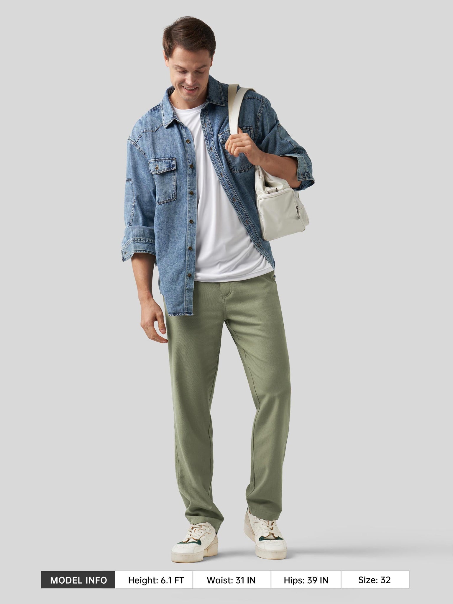 Willit Men's Casual Cotton Linen Pants 30 Inch in sage green