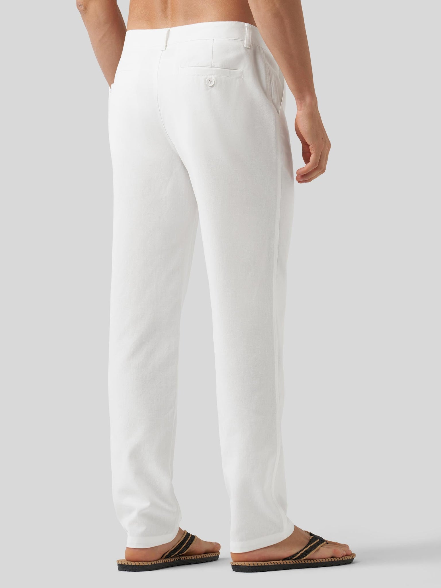 Willit Men's Casual Cotton Linen Pants 30 Inch in white