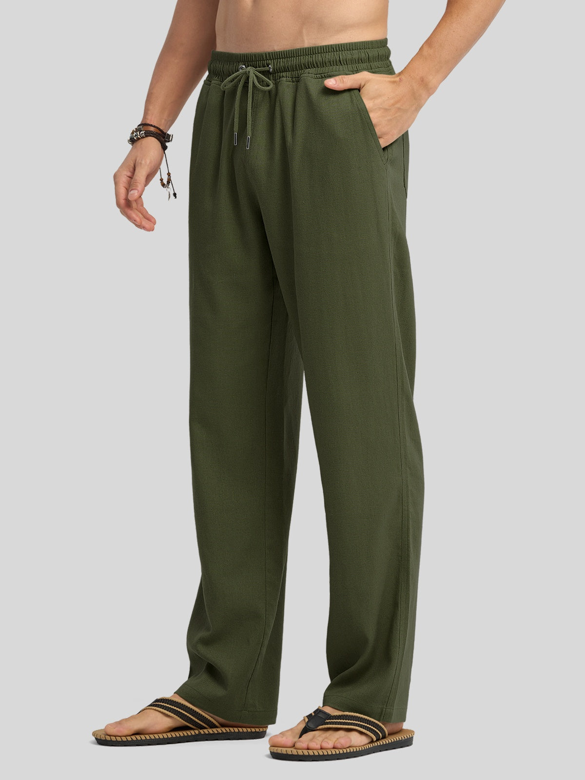 Willit Men's Casual Linen Drawstring Pants 30 In_armygreen2