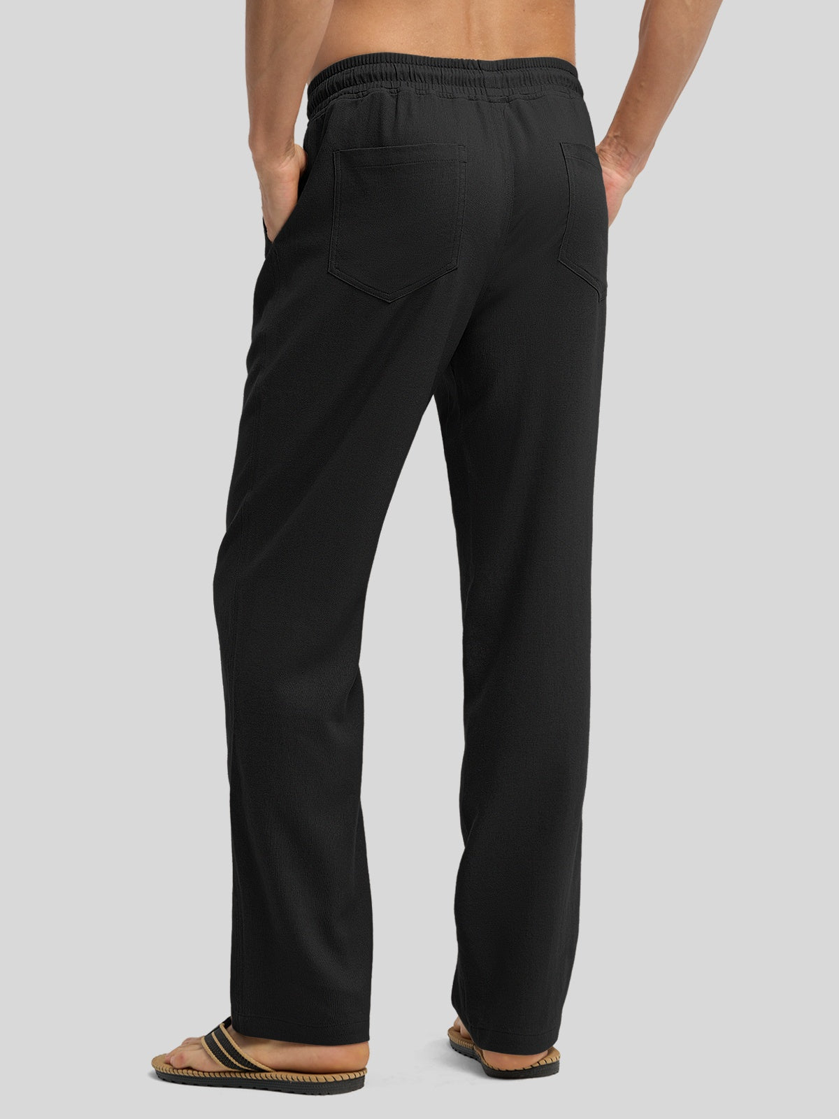 Willit Men's Casual Linen Drawstring Pants 30 In_black4
