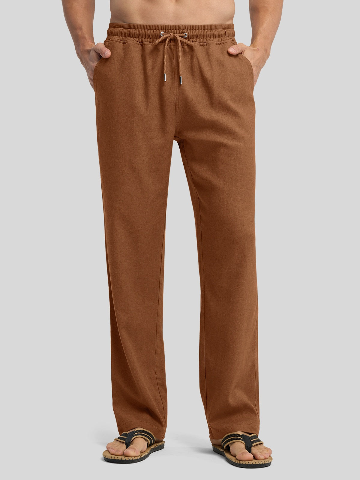 Willit Men's Casual Linen Drawstring Pants 30 In_caramel1