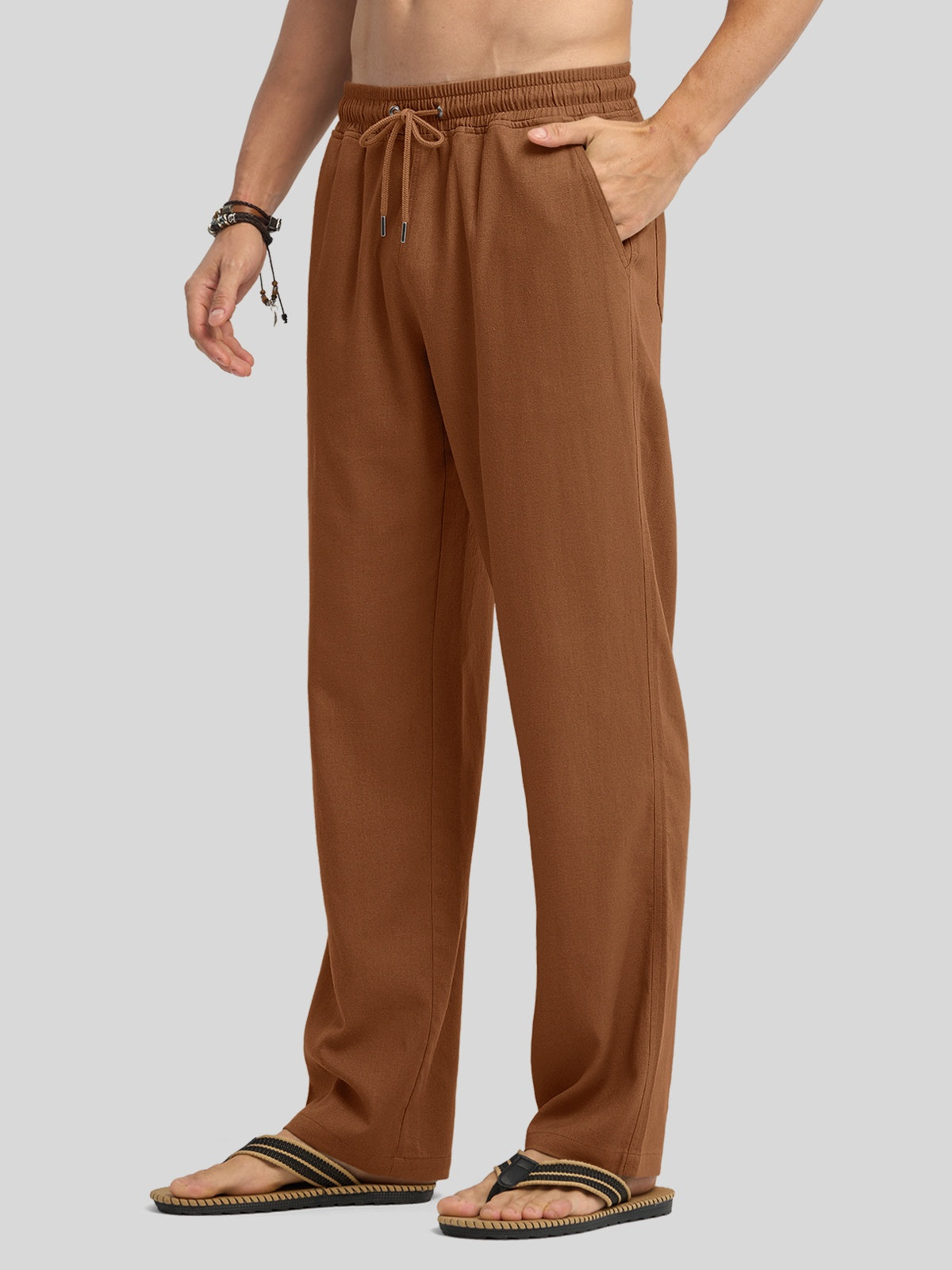 Willit Men's Casual Linen Drawstring Pants 28 In_caramel2