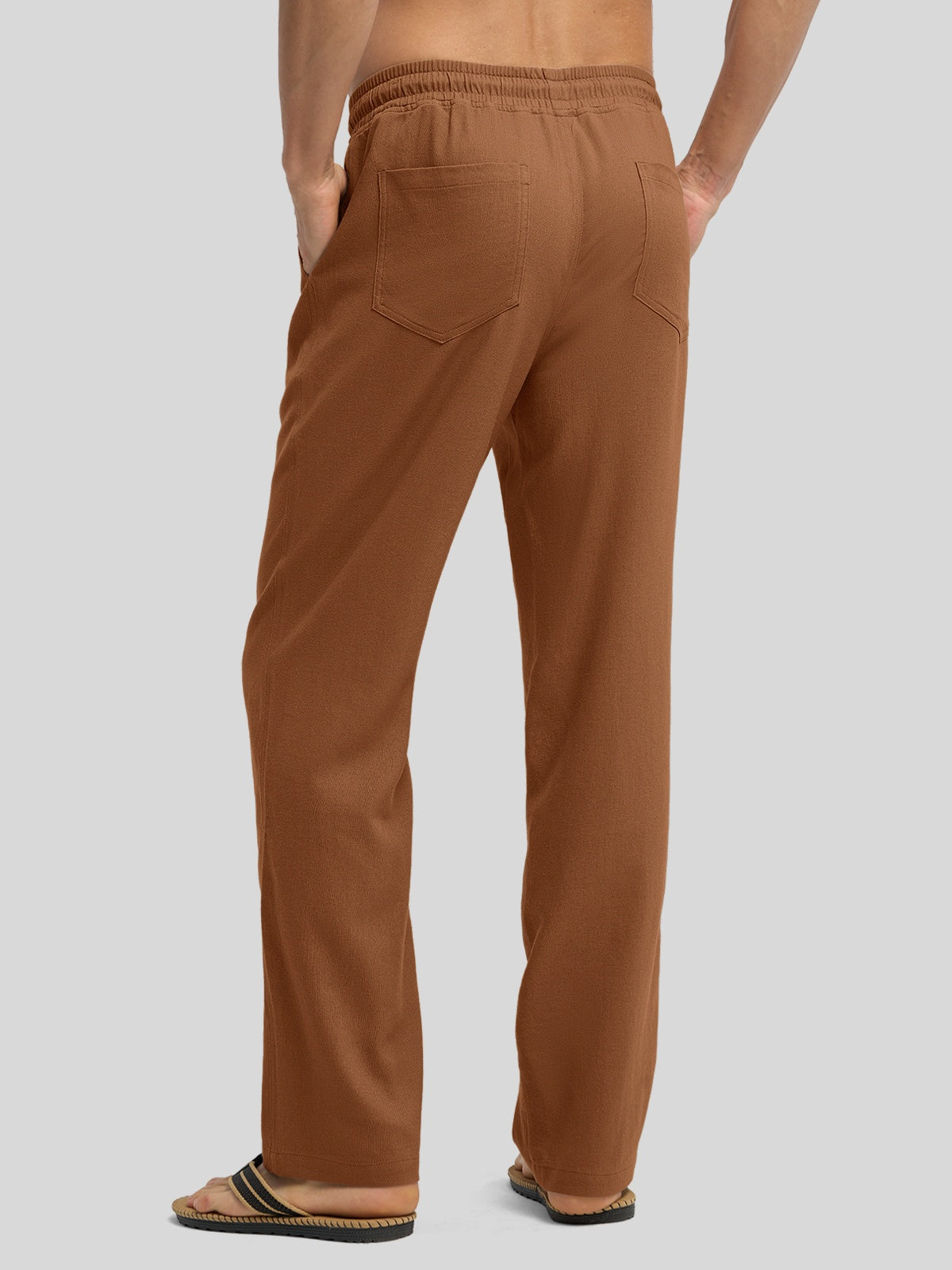 Willit Men's Casual Linen Drawstring Pants 28 In_caramel3