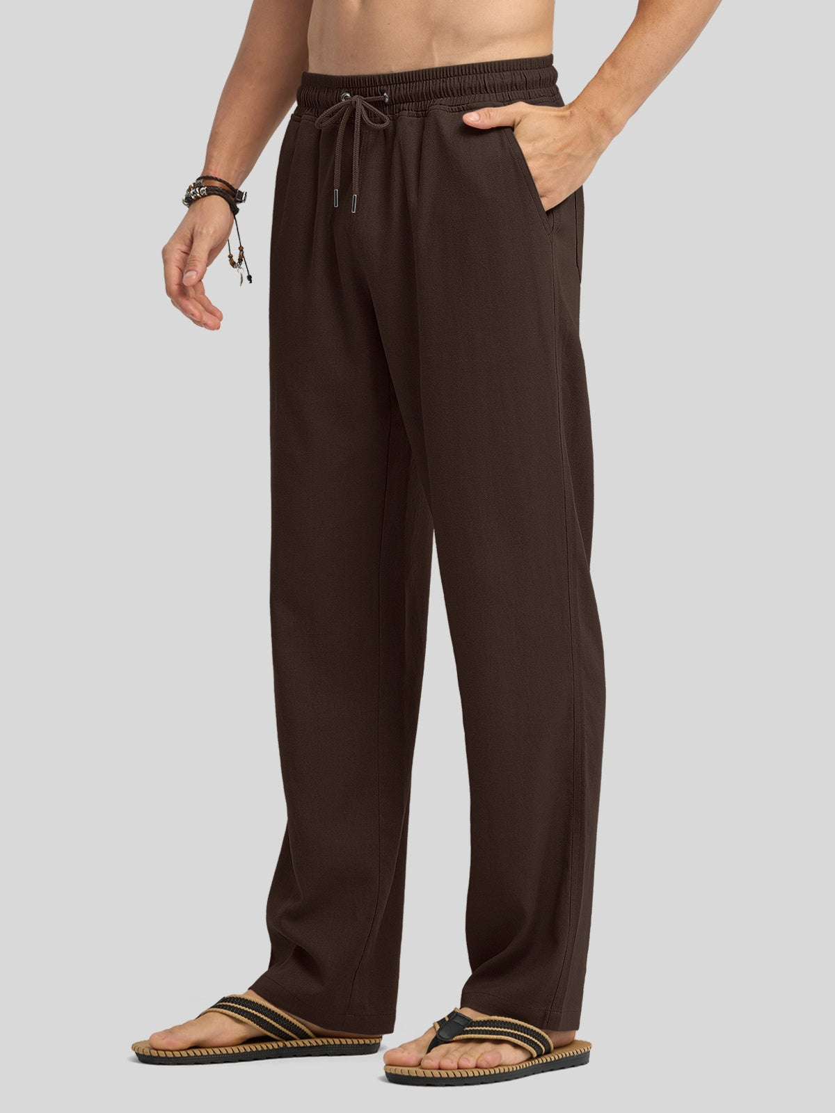 Willit Men's Casual Linen Drawstring Pants 30 In_brown2