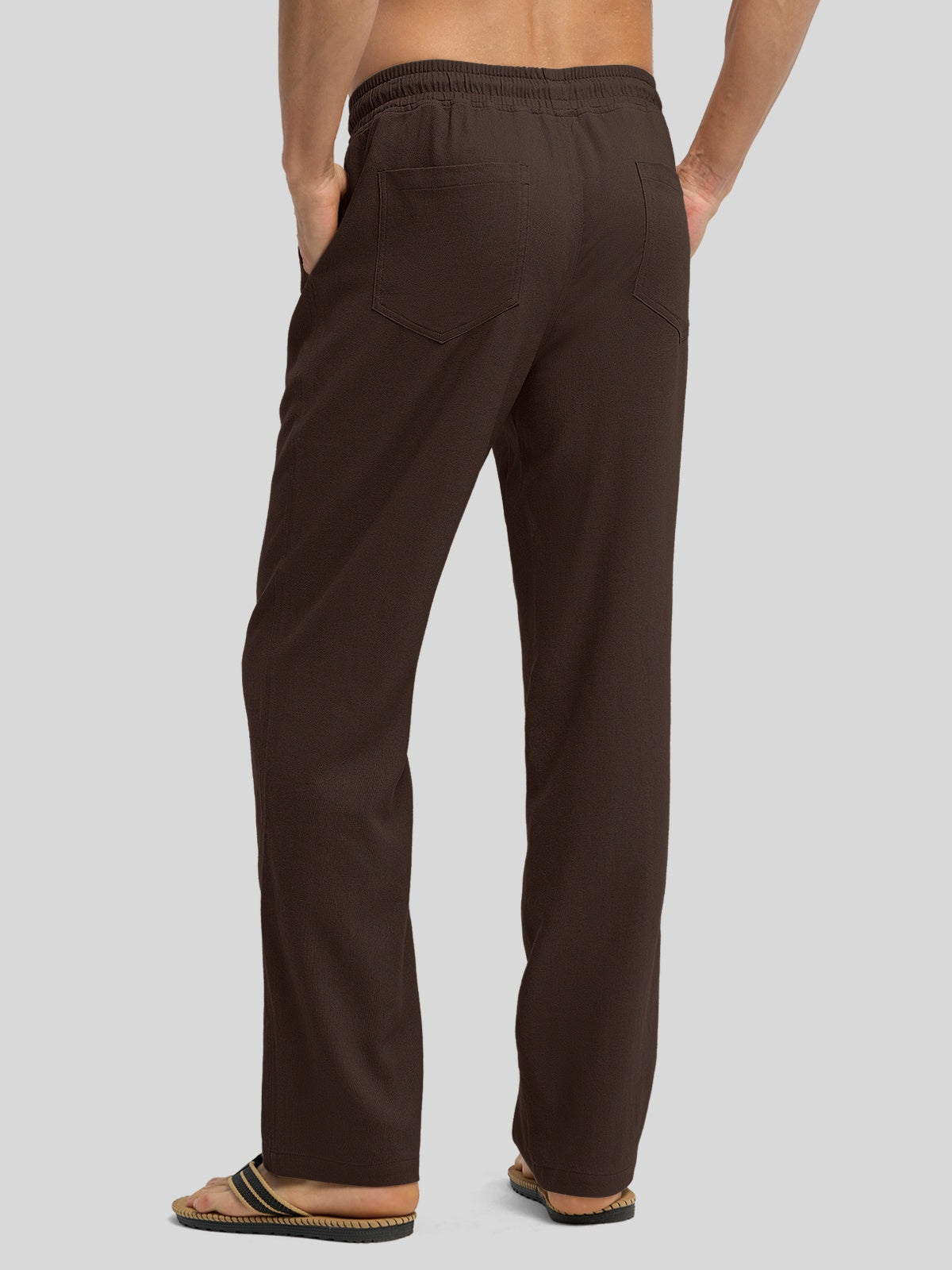 Willit Men's Casual Linen Drawstring Pants 30 In_brown3