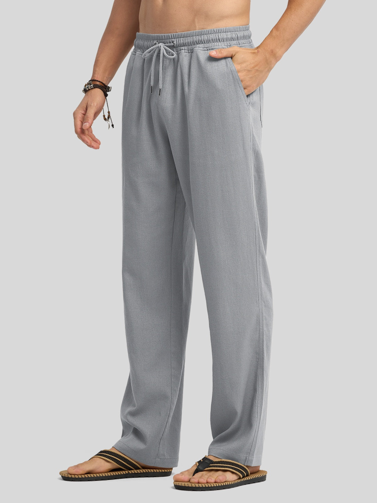 Willit Men's Casual Linen Drawstring Pants 30 In_light gray2