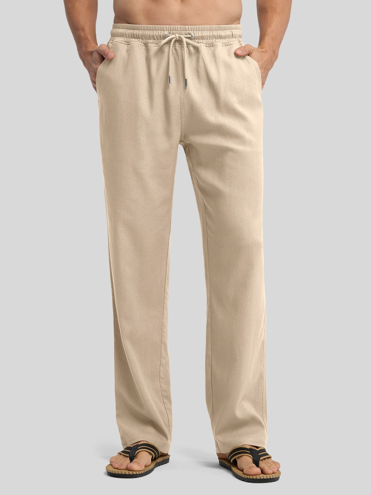 Willit Men's Casual Linen Drawstring Pants 30 In_light khaki1