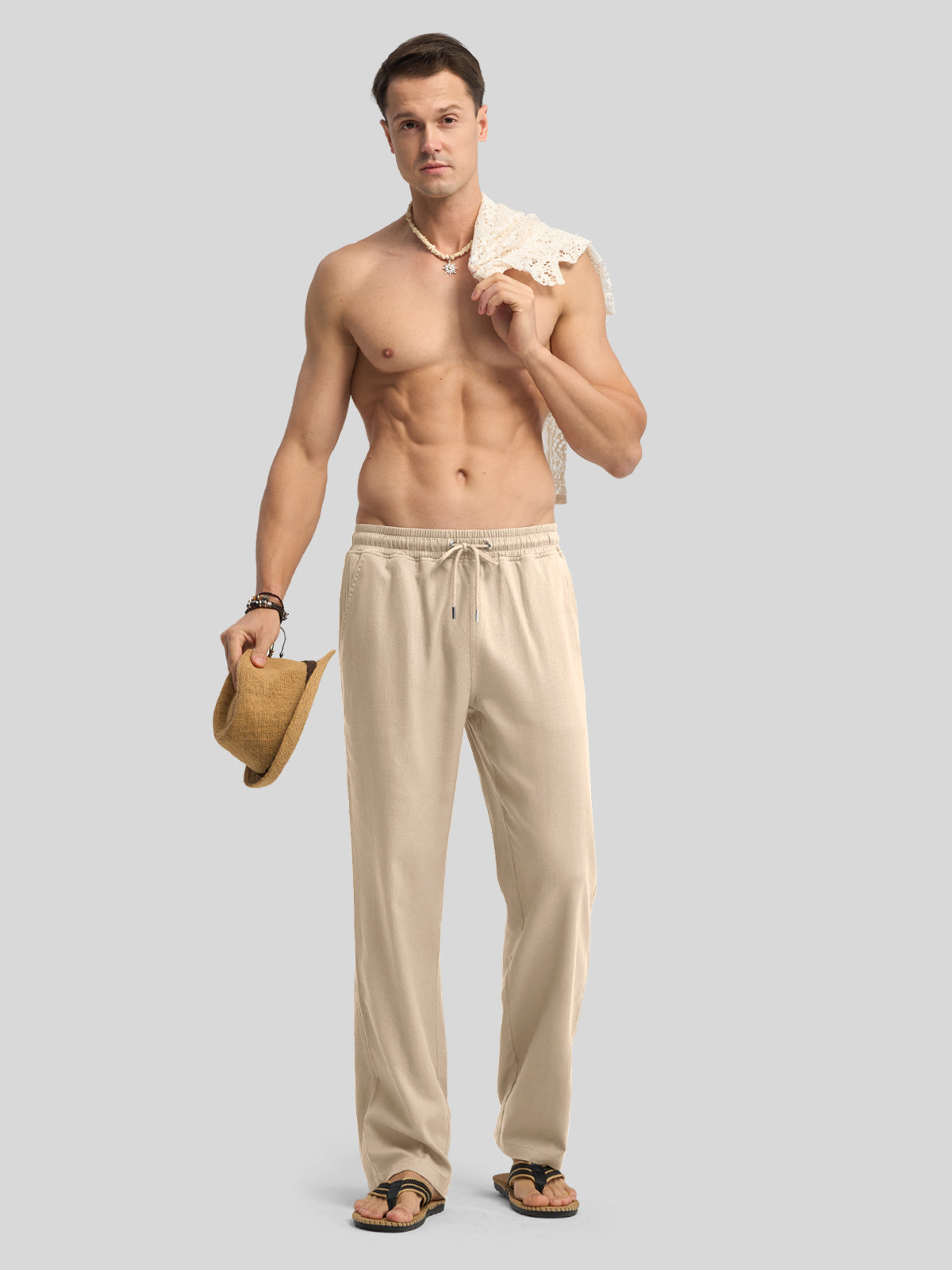 Willit Men's Casual Linen Drawstring Pants 30 In_light khaki2