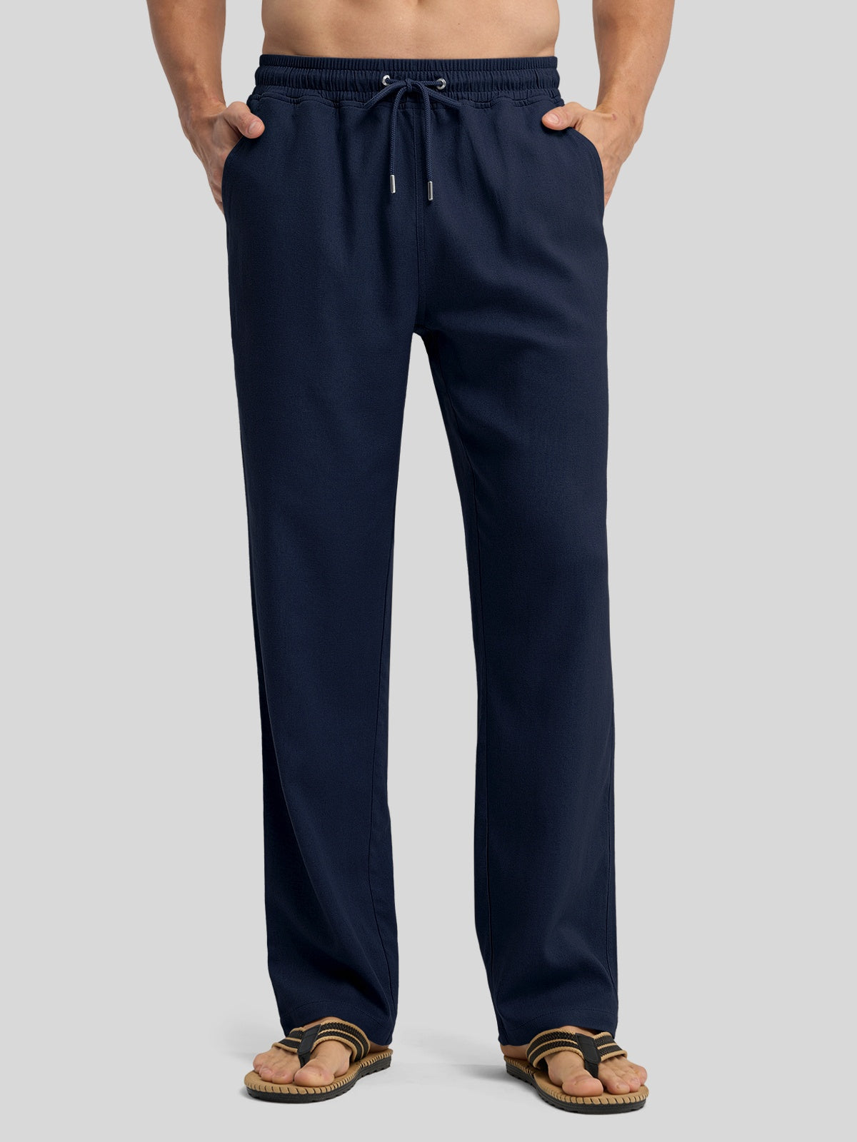 Willit Men's Casual Linen Drawstring Pants 30 In_navy1
