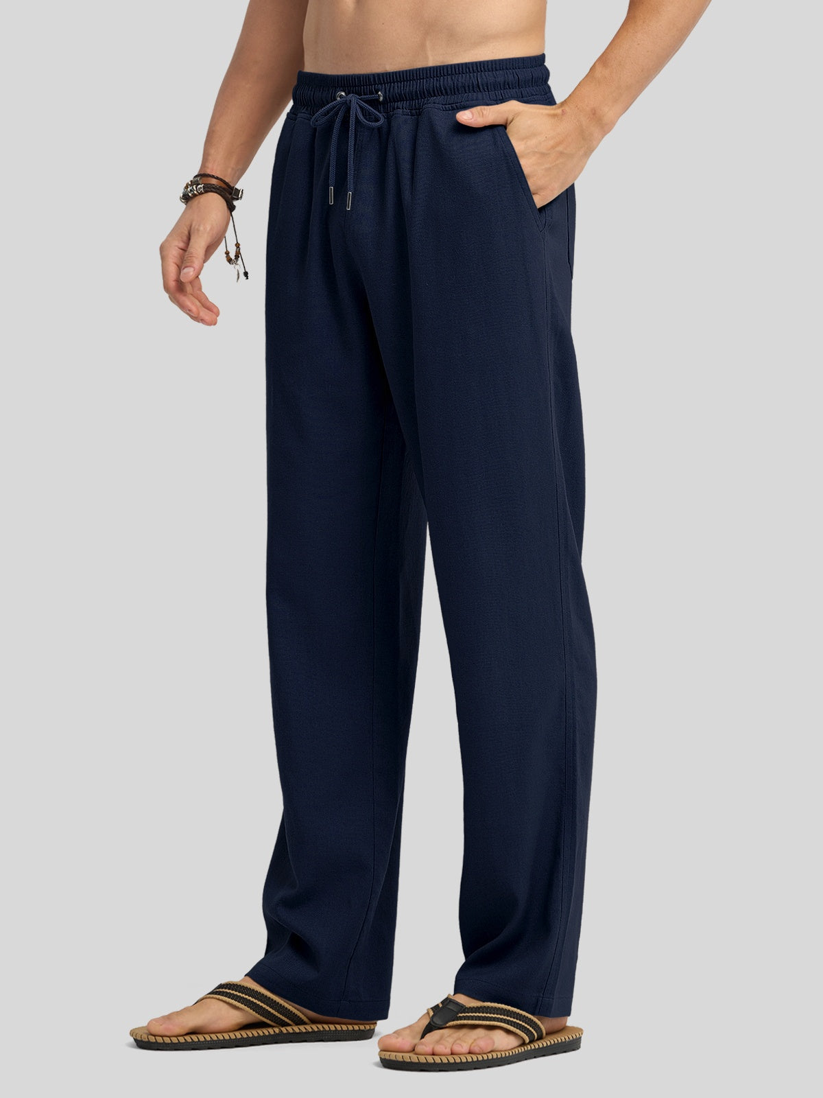 Willit Men's Casual Linen Drawstring Pants 30 In_navy2