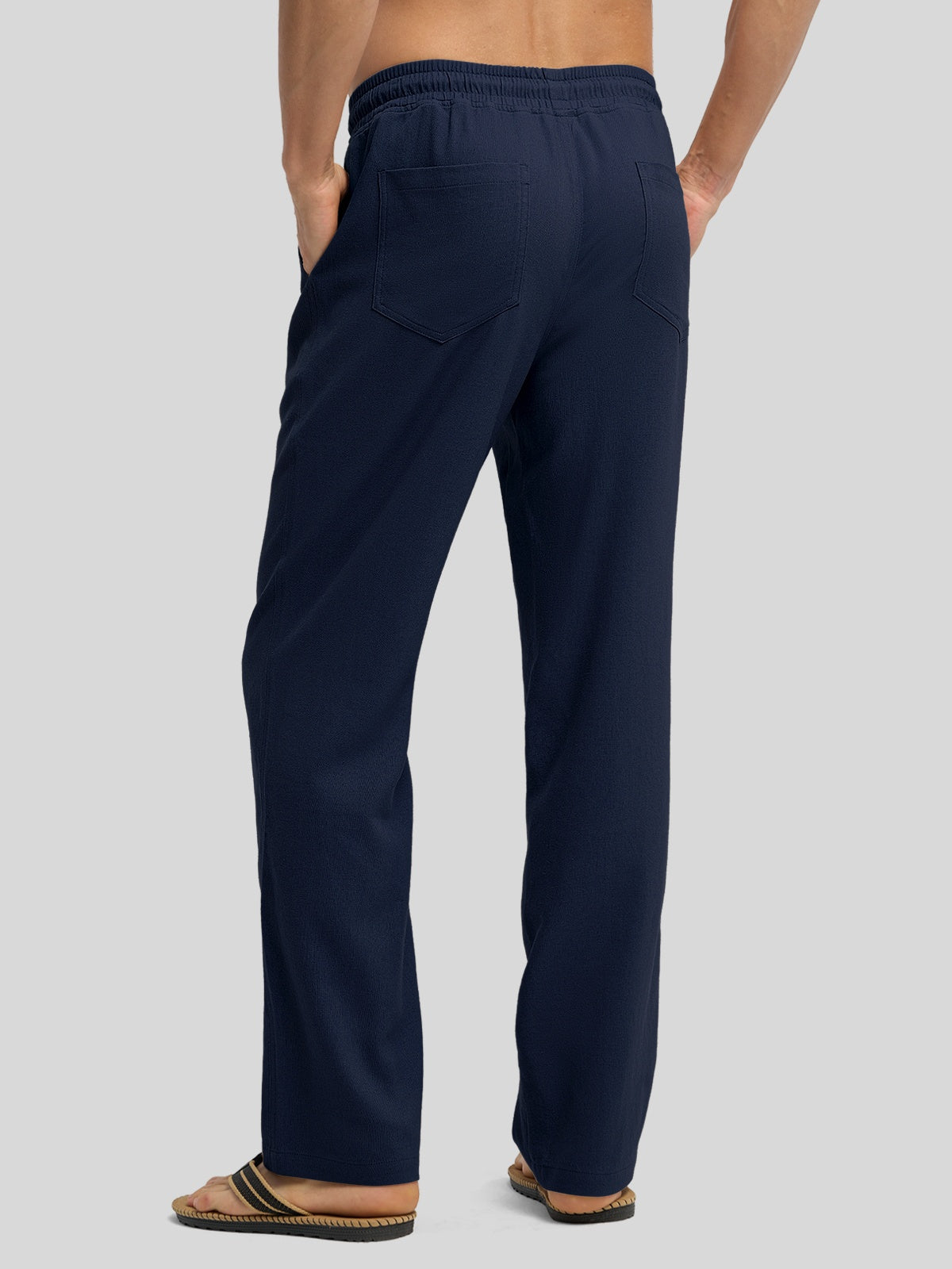 Willit Men's Casual Linen Drawstring Pants 30 In_navy3