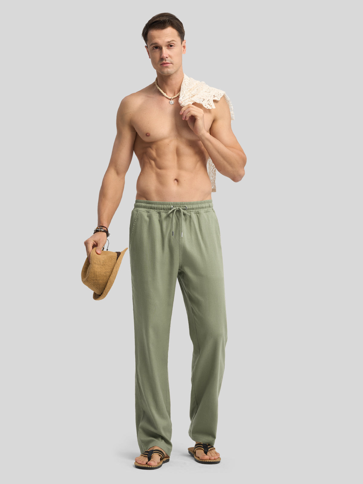Willit Men's Casual Linen Drawstring Pants 30 In_sagegreen4