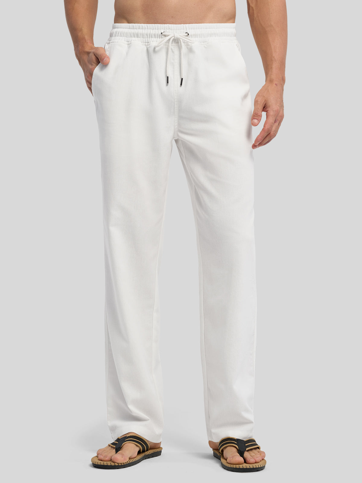 Willit Men's Casual Linen Drawstring Pants 30 In_white1