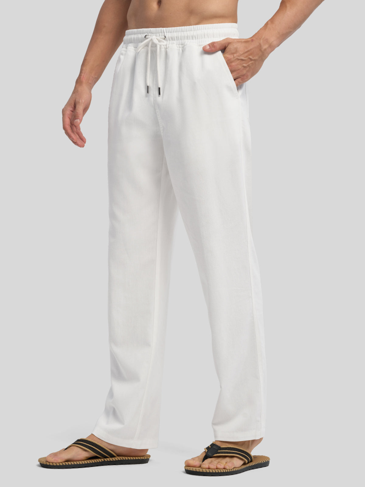 Willit Men's Casual Linen Drawstring Pants 30 In_white2