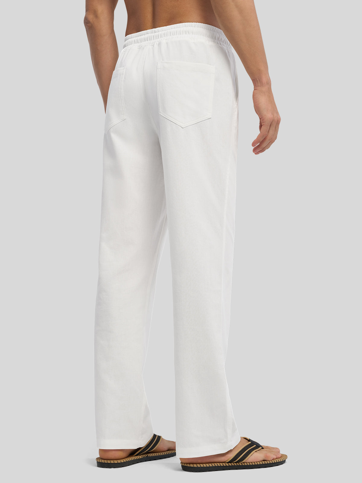 Willit Men's Casual Linen Drawstring Pants 30 In_white3