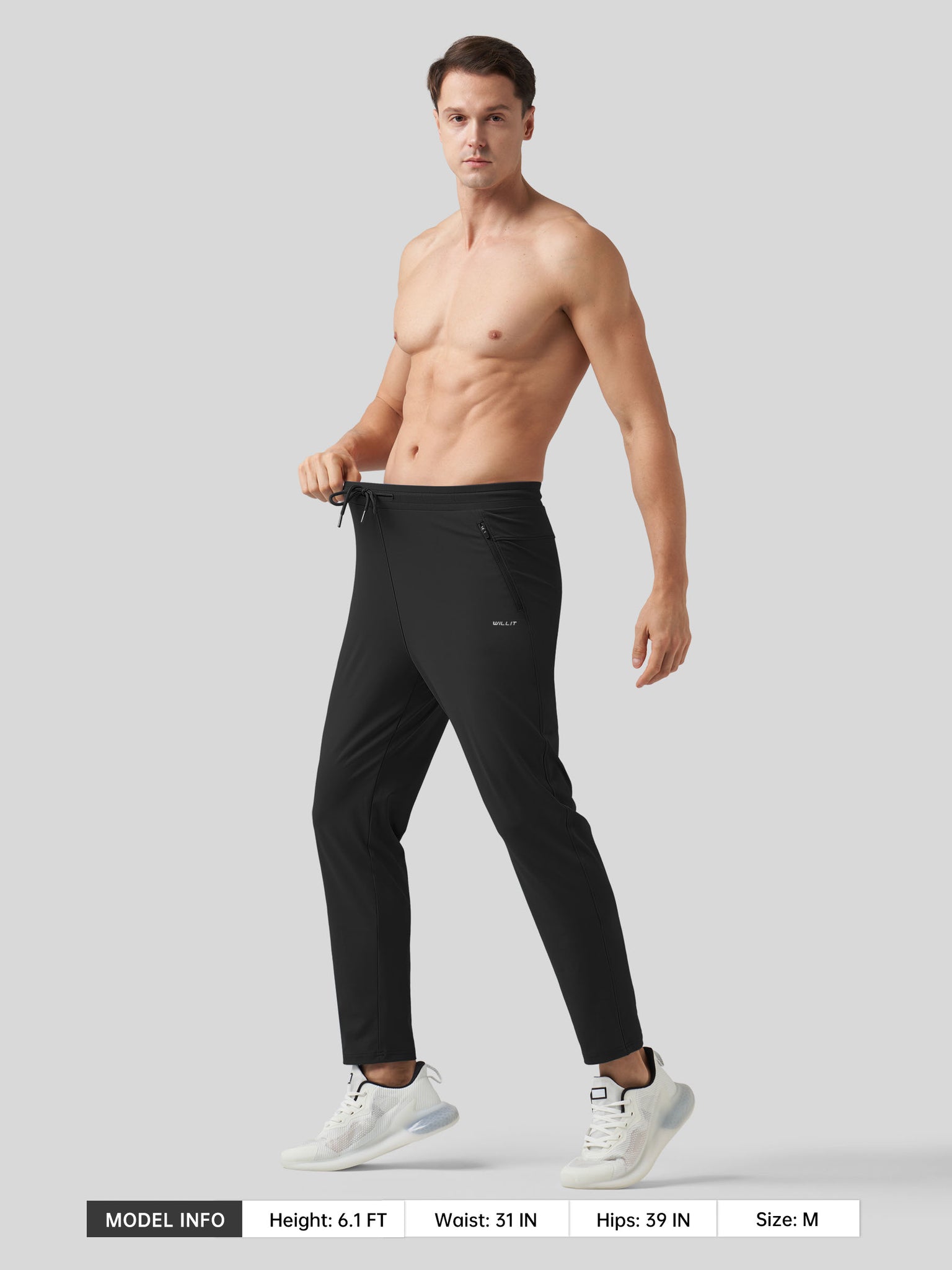 Willt Men's Cool-Dry Tapered Training Pants in black5