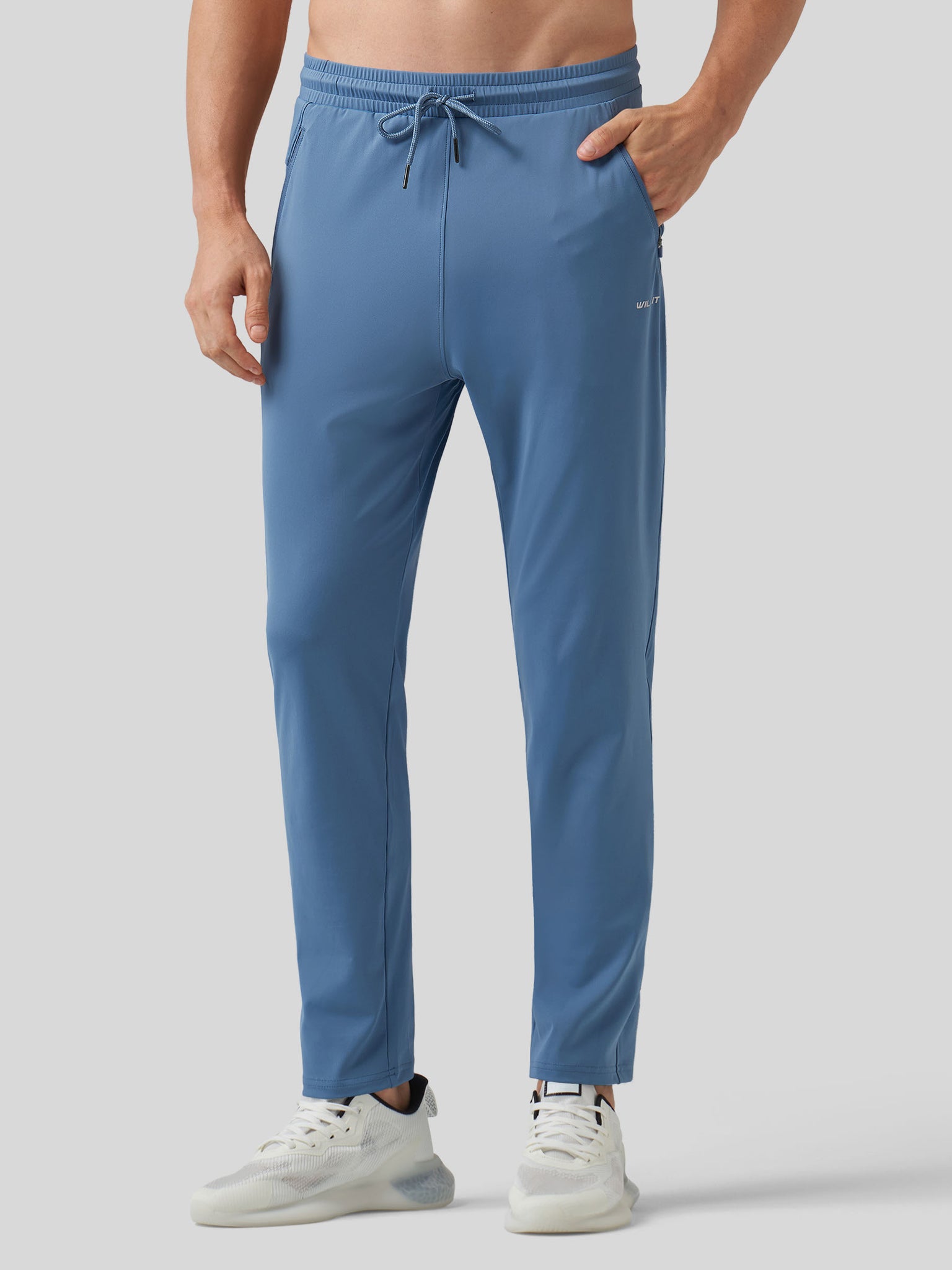 Willt Men's Cool-Dry Tapered Training Pants in blue1