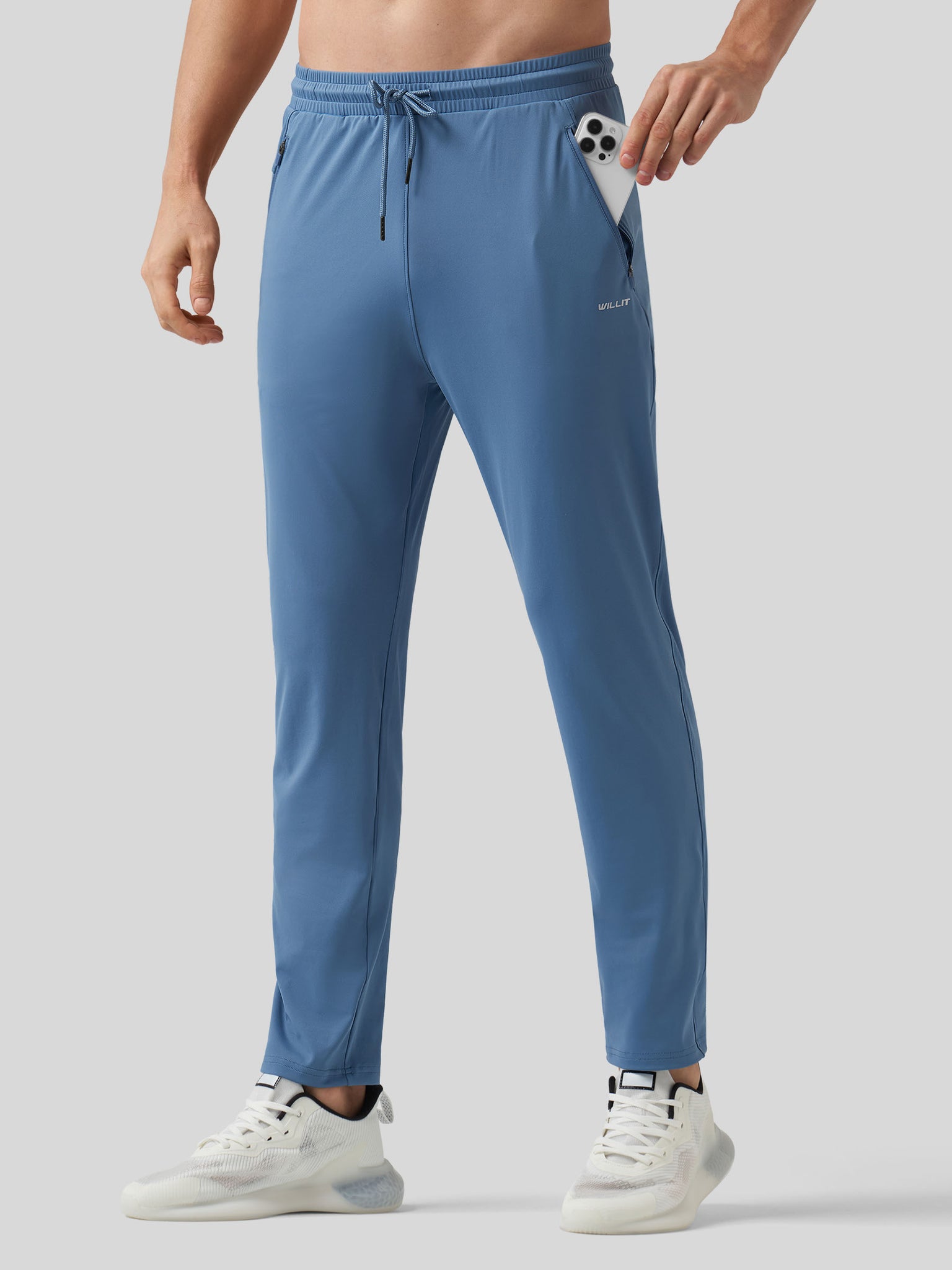 Willt Men's Cool-Dry Tapered Training Pants in blue3