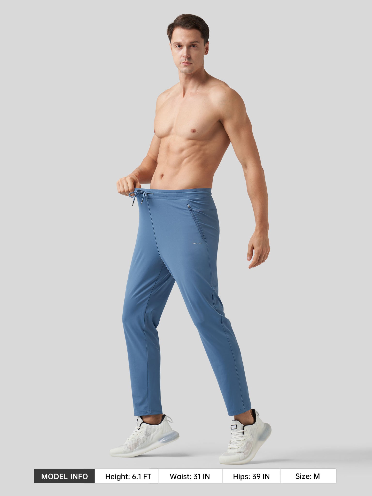 Willt Men's Cool-Dry Tapered Training Pants in blue5