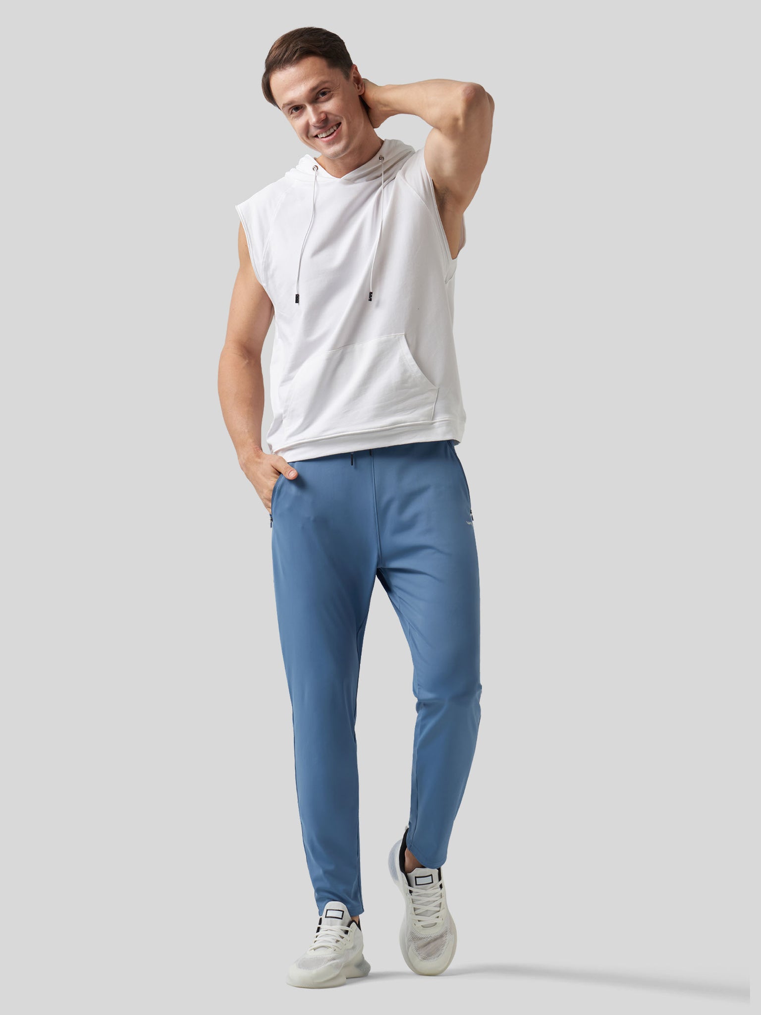 Willt Men's Cool-Dry Tapered Training Pants in blue4