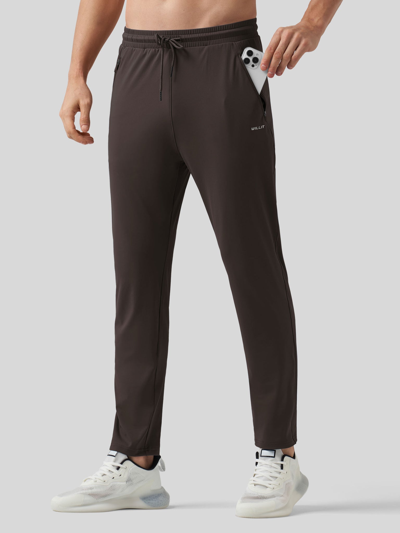 Willt Men's Cool-Dry Tapered Training Pants in brown3