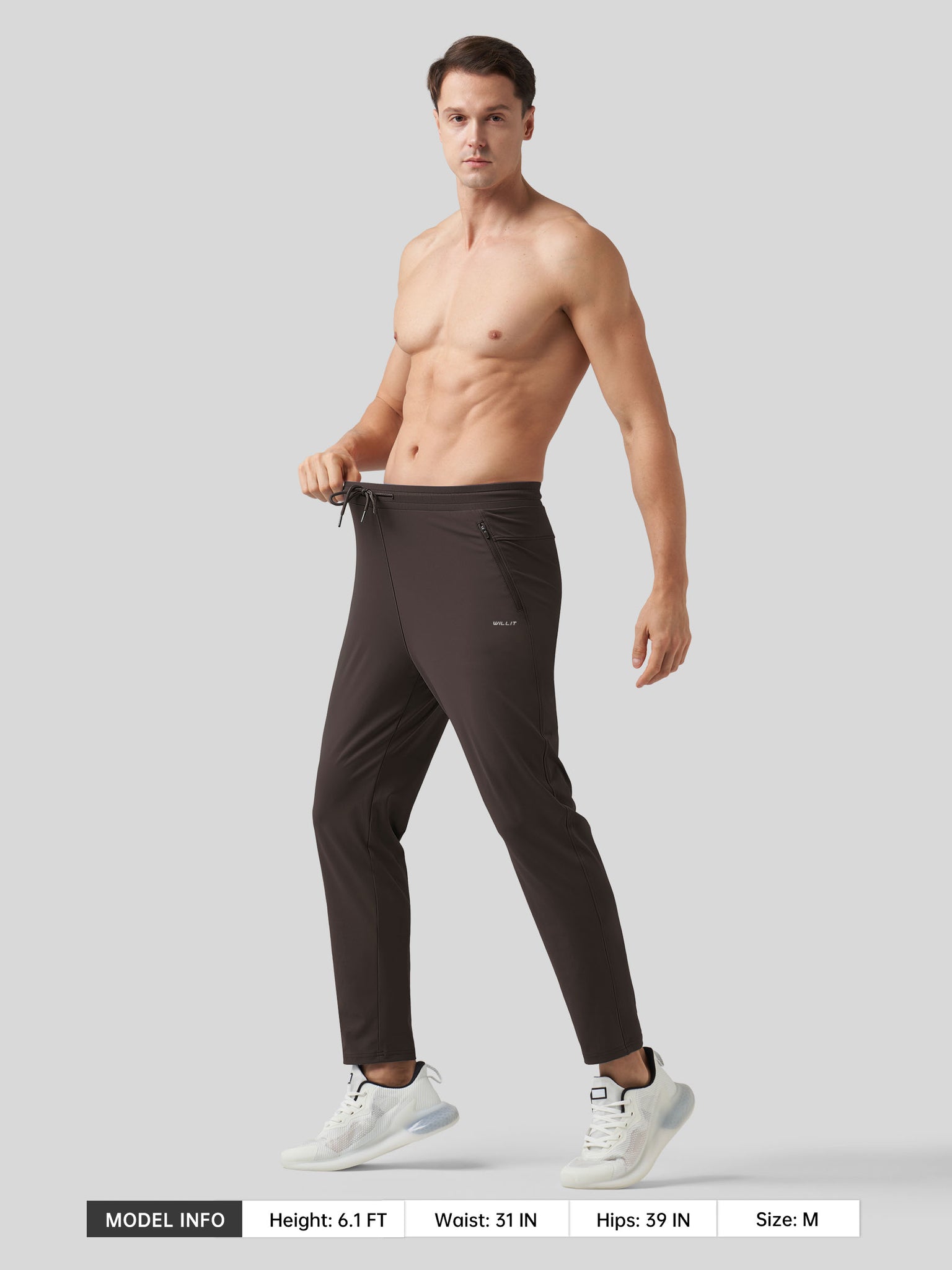 Willt Men's Cool-Dry Tapered Training Pants in brown5