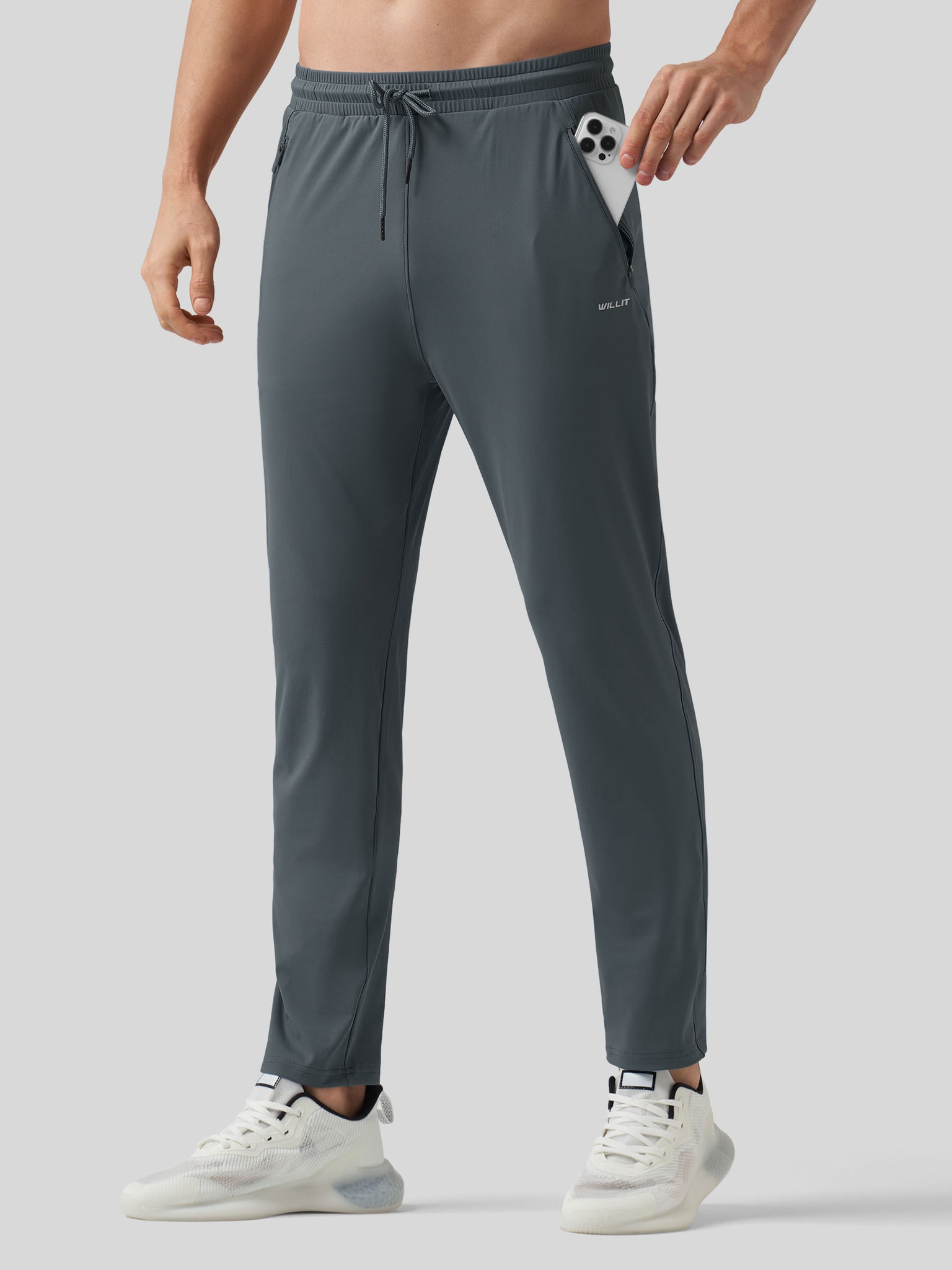 Willt Men's Cool-Dry Tapered Training Pants in deep gray3