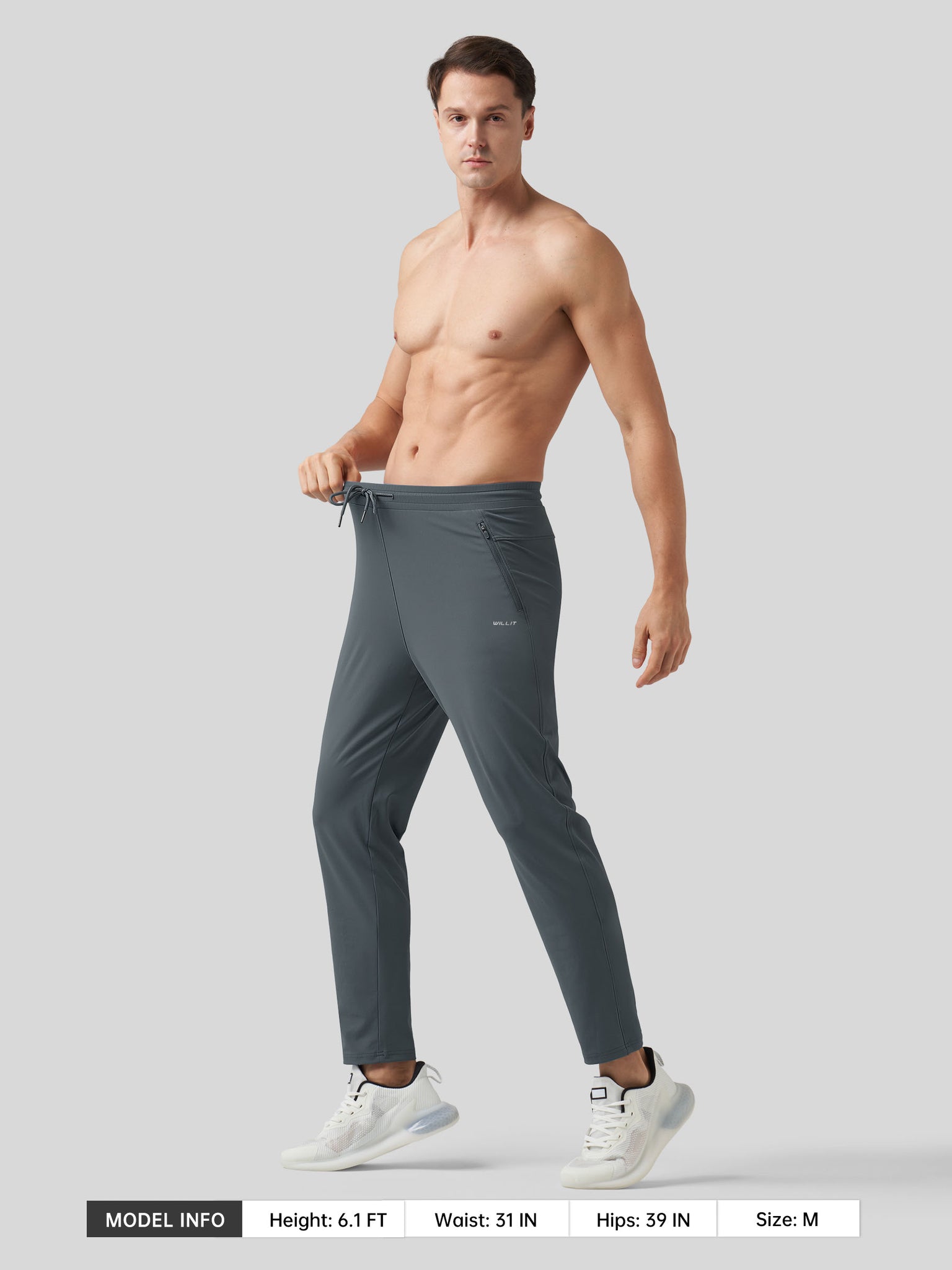 Willt Men's Cool-Dry Tapered Training Pants in deep gray5