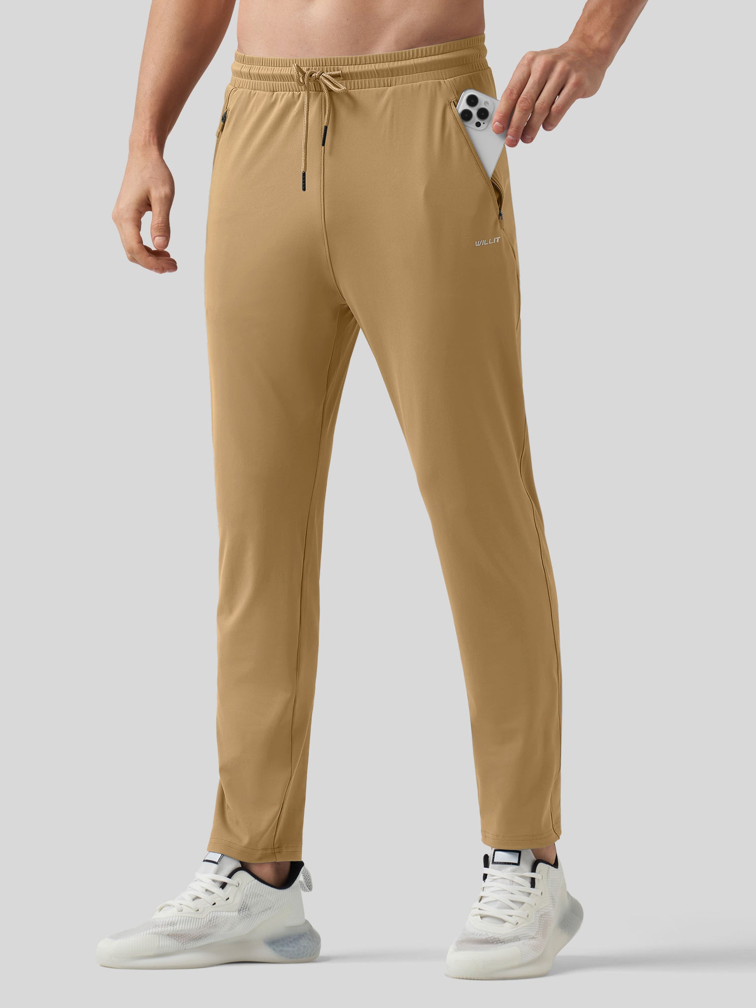 Willt Men's Cool-Dry Tapered Training Pants in deep khaki