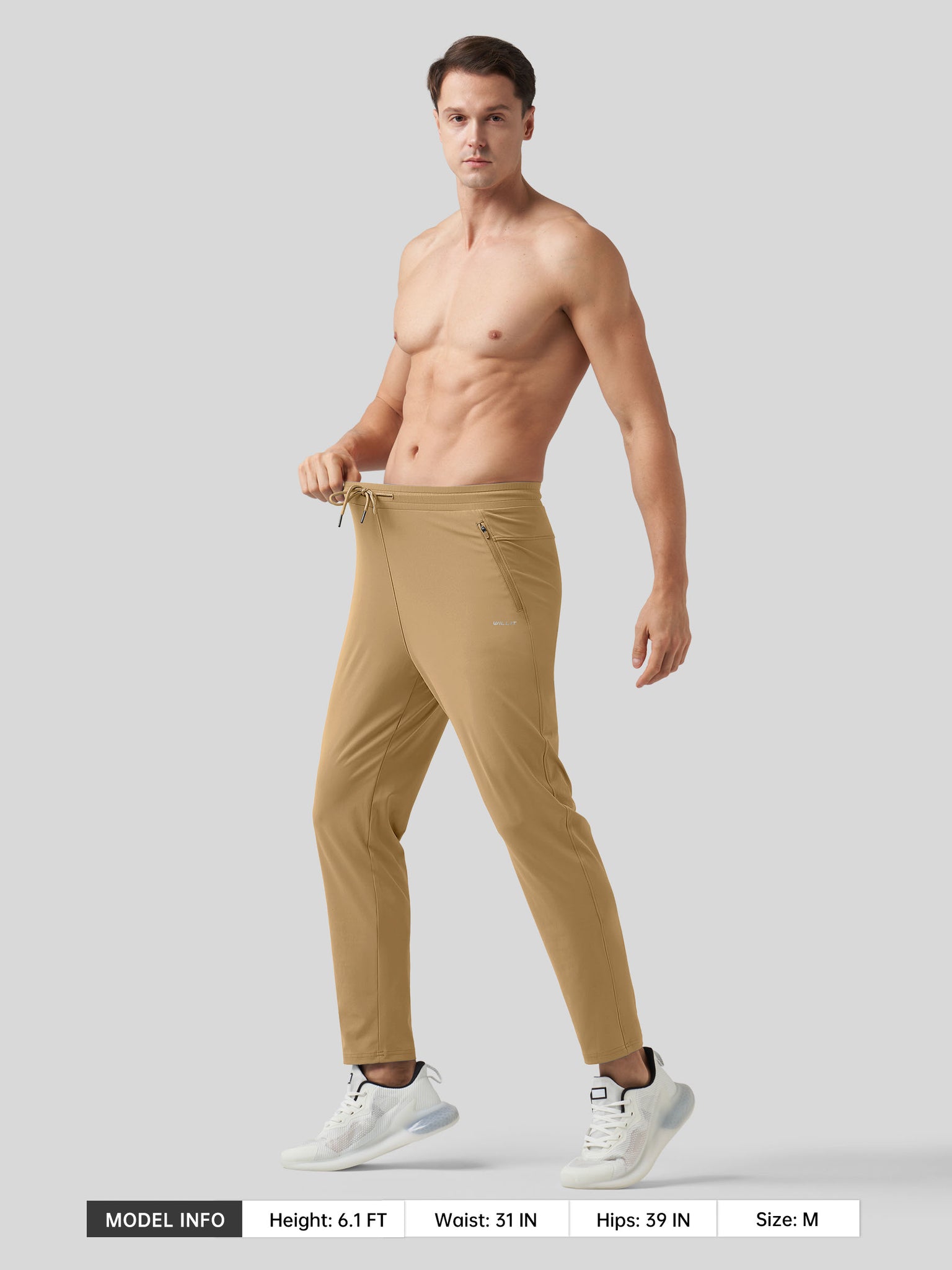 Willt Men's Cool-Dry Tapered Training Pants in deep khaki