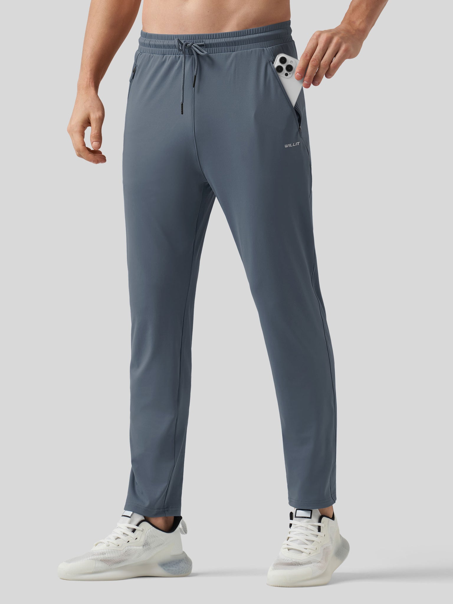 Willt Men's Cool-Dry Tapered Training Pants in dusty blue3
