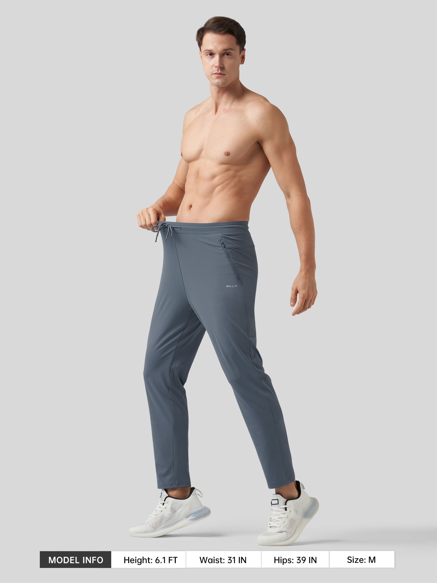 Willt Men's Cool-Dry Tapered Training Pants in dusty blue5