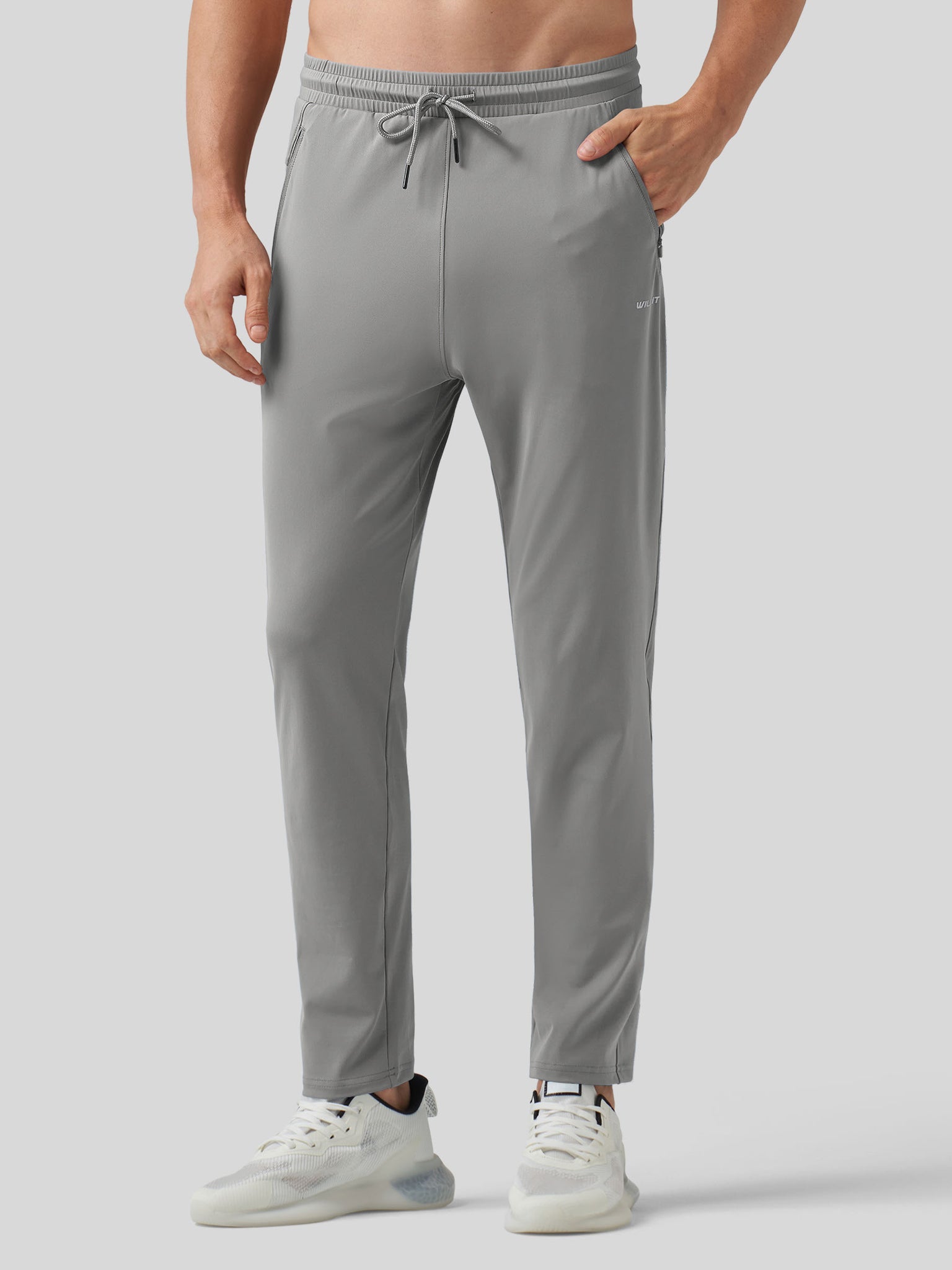 Willt Men's Cool-Dry Tapered Training Pants in light gray1