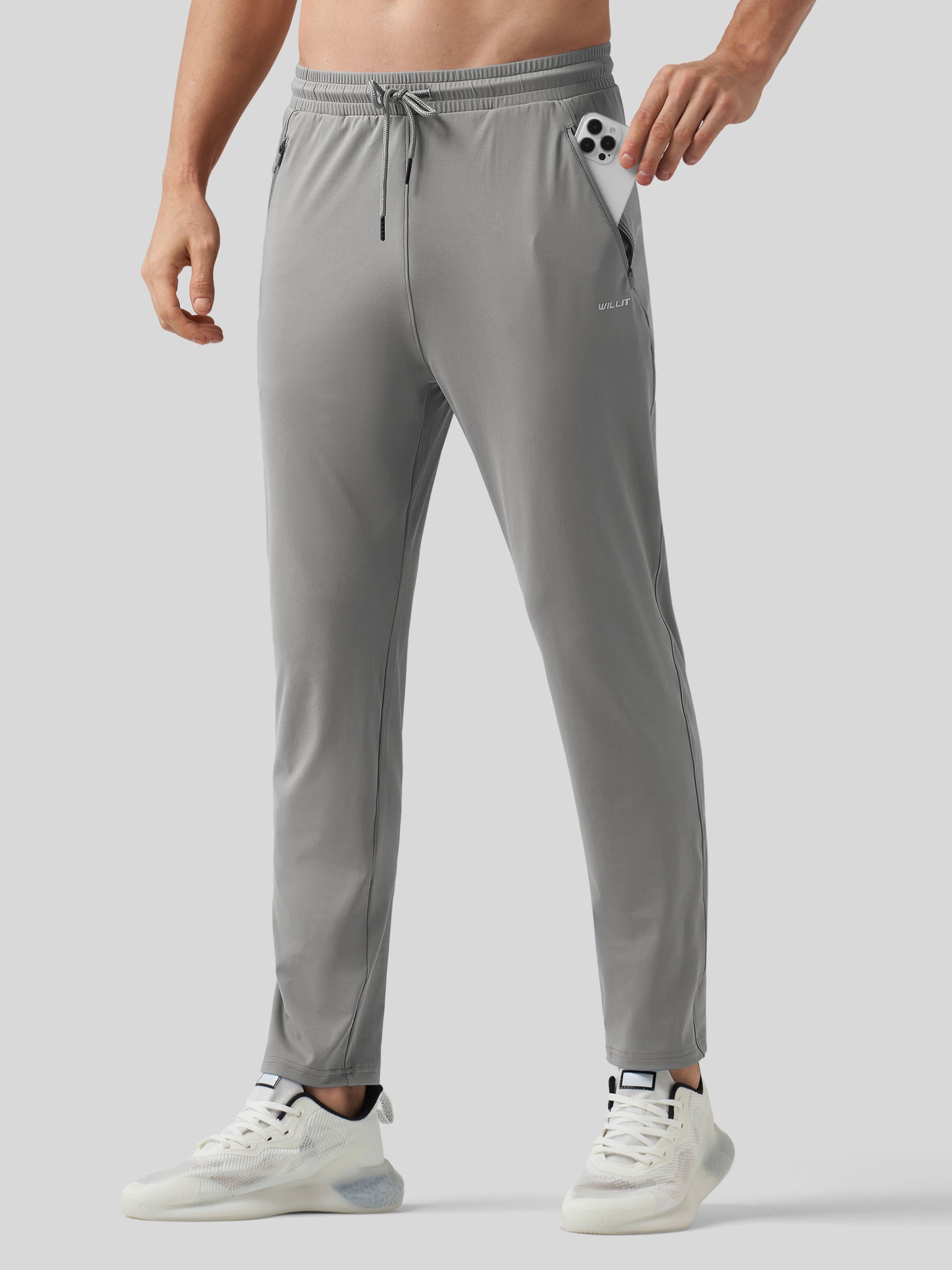 Willt Men's Cool-Dry Tapered Training Pants in light gray3