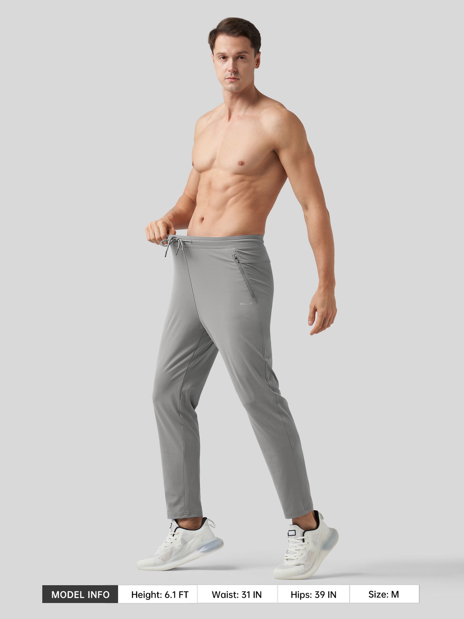 Willt Men's Cool-Dry Tapered Training Pants in light gray5