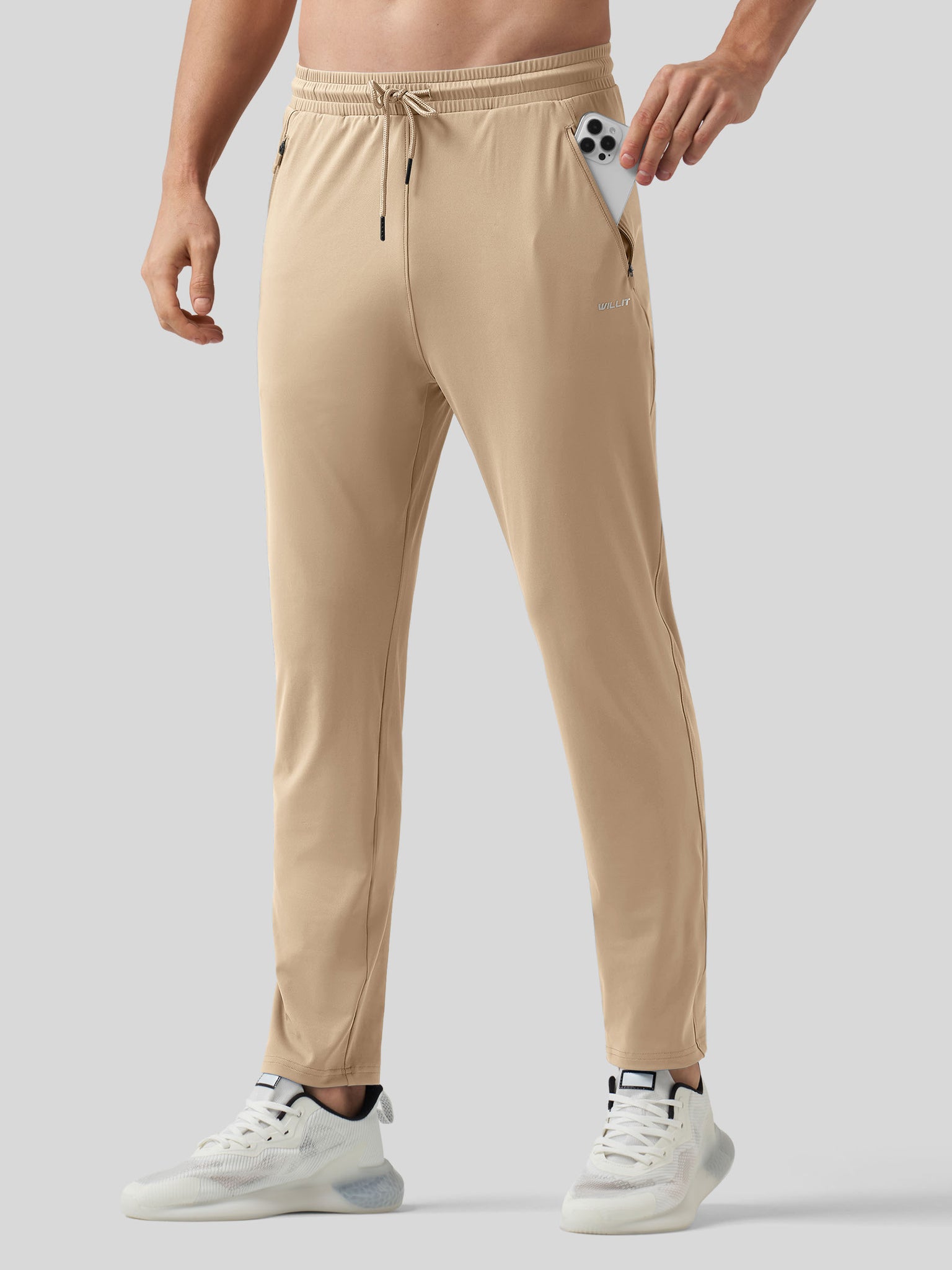 Willt Men's Cool-Dry Tapered Training Pants in khaki