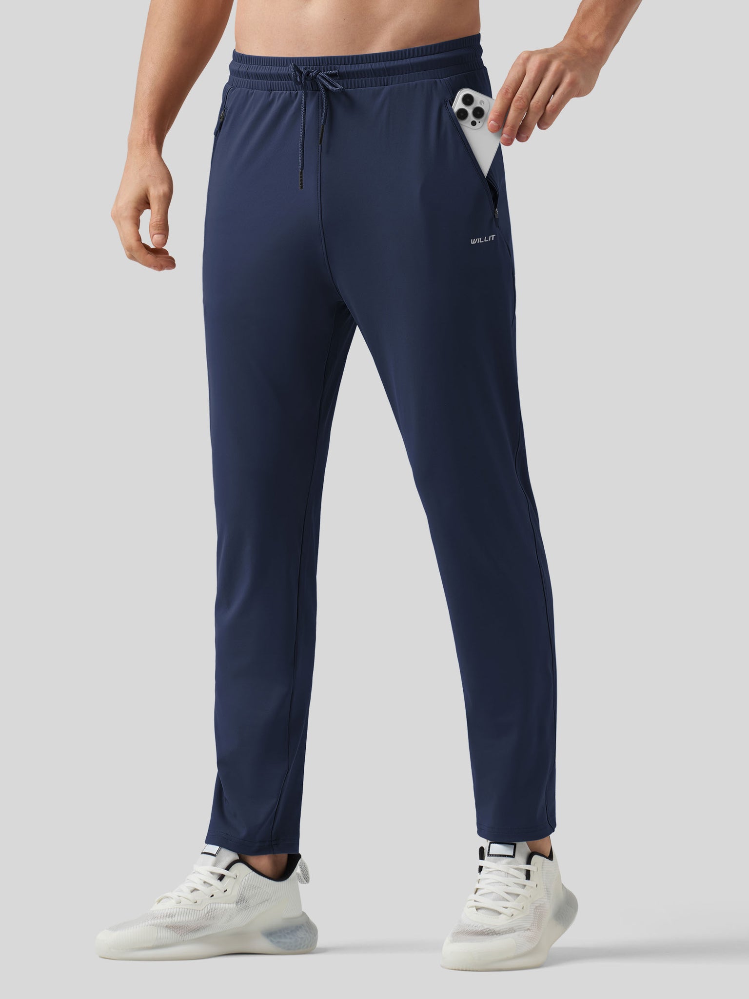 Willt Men's Cool-Dry Tapered Training Pants in navy3