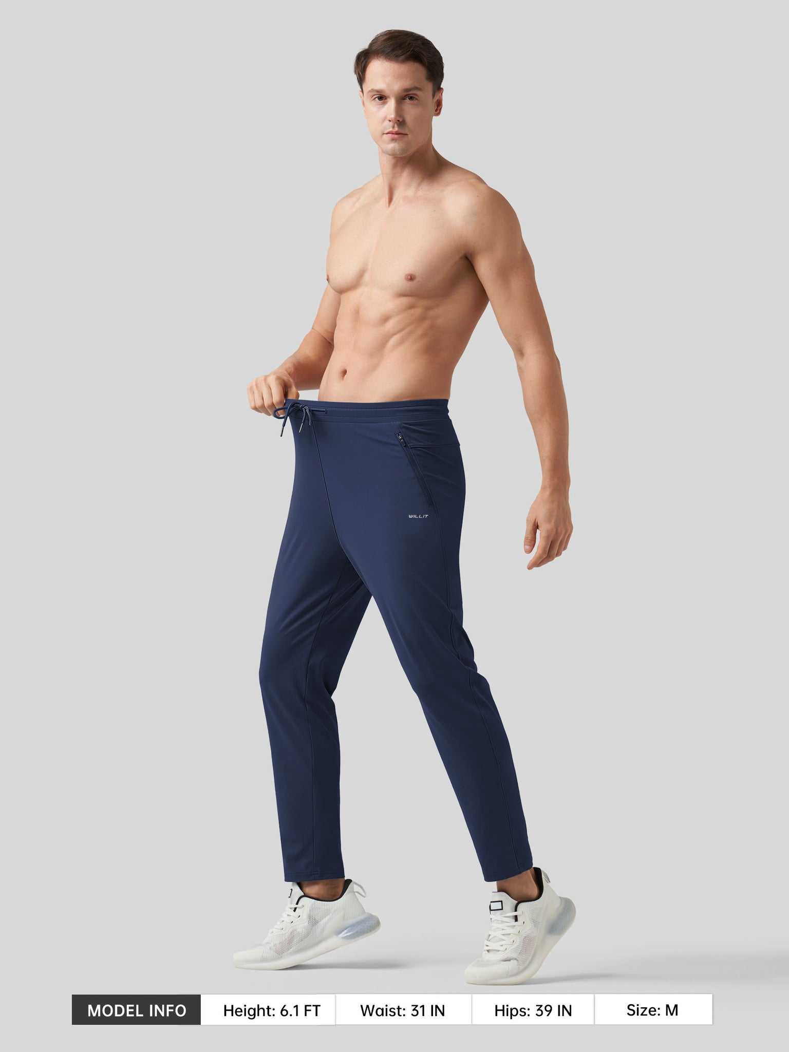 Willt Men's Cool-Dry Tapered Training Pants in navy5