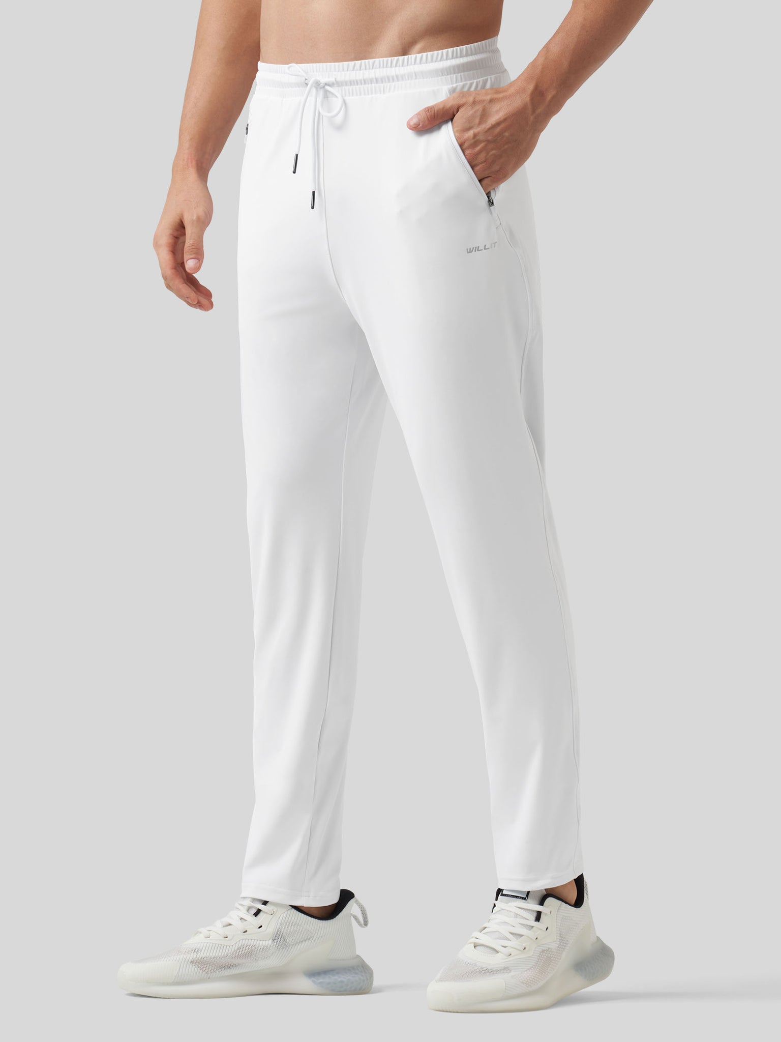 Willt Men's Cool-Dry Tapered Training Pants in white3