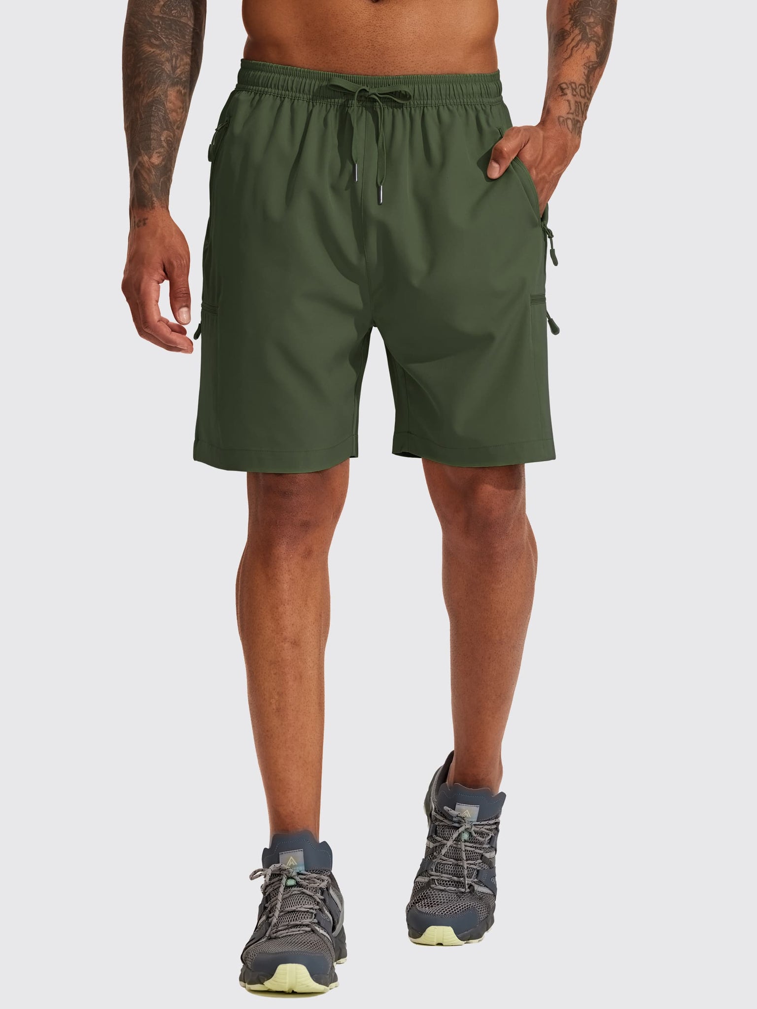 Men's Lightweight Cargo Shorts 7 Inch_ArmyGreen1