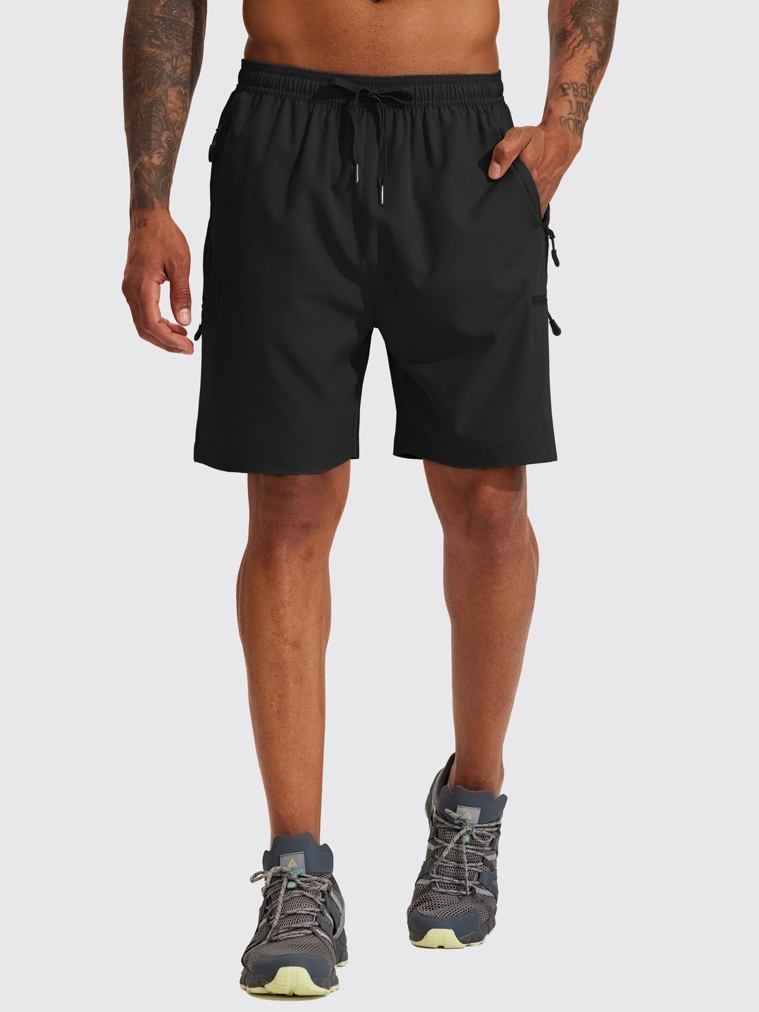 Men's Lightweight Cargo Shorts 7 Inch_Black1