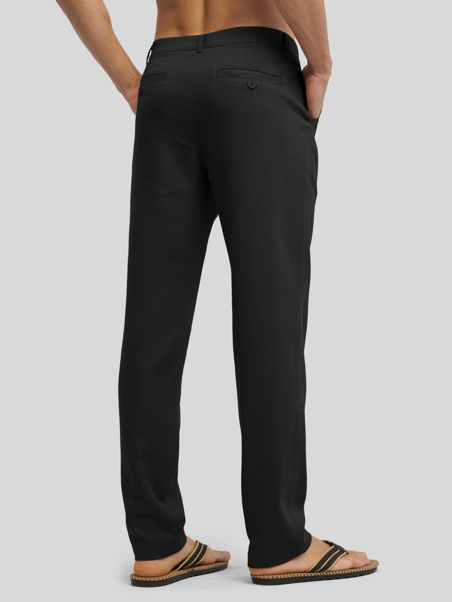 Men's Regular-Fit Linen Trousers-32 Inch