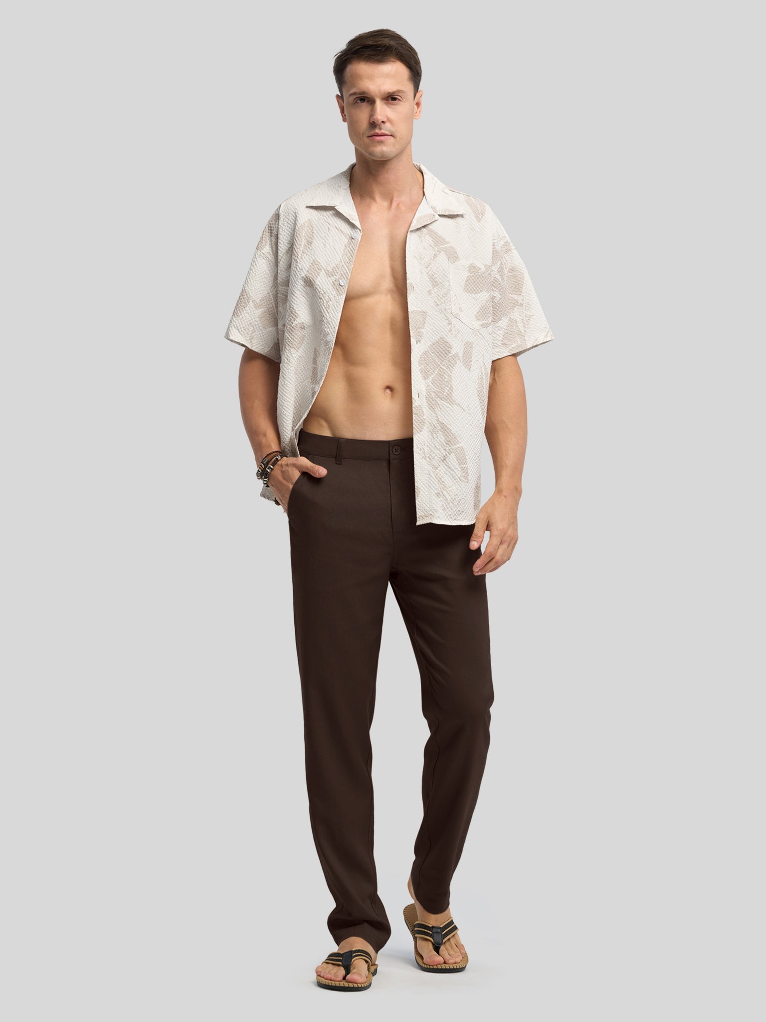 Men's Regular-Fit Linen Trousers-28 Inch