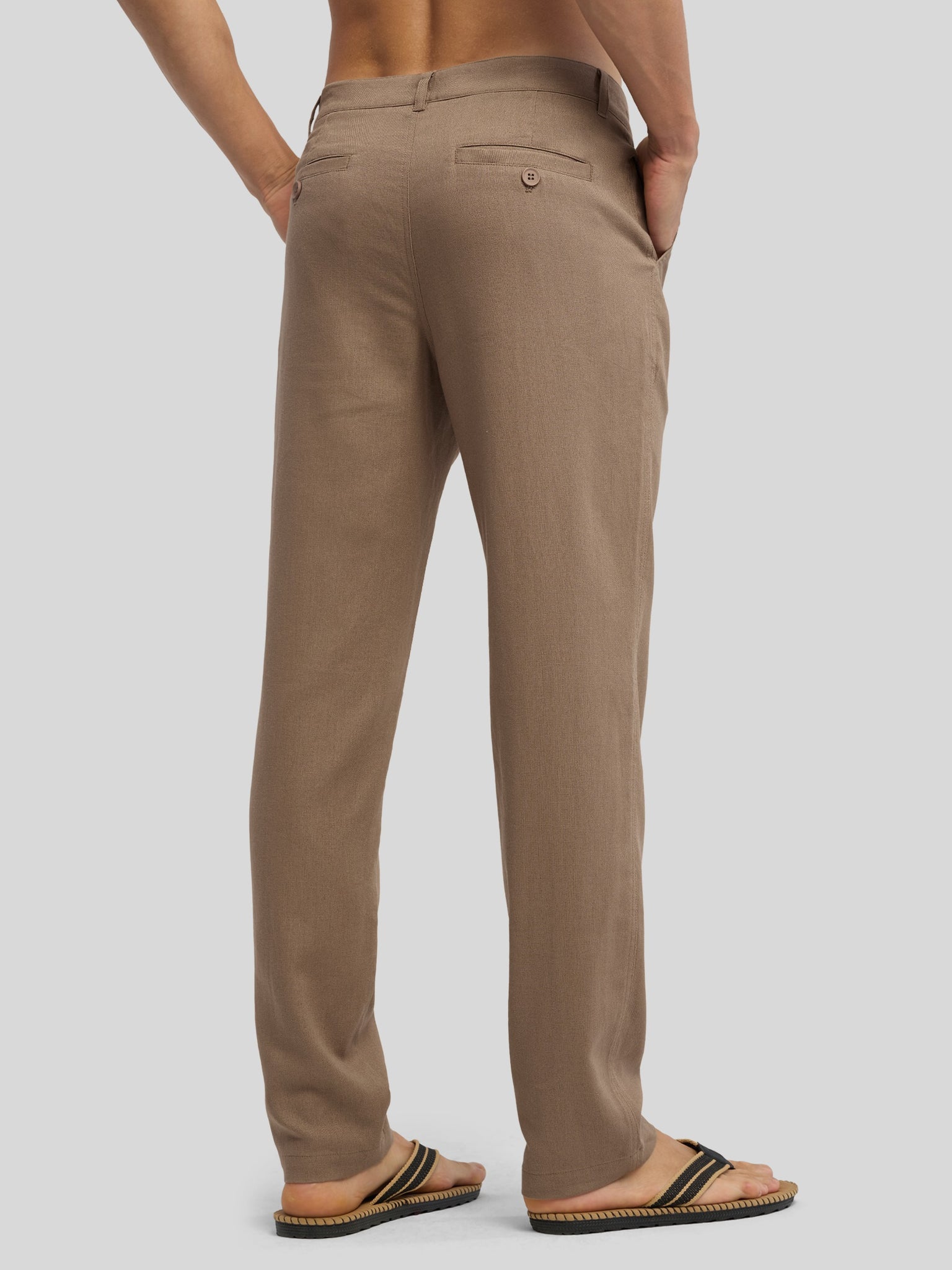 Men's Regular-Fit Linen Trousers-28 Inch