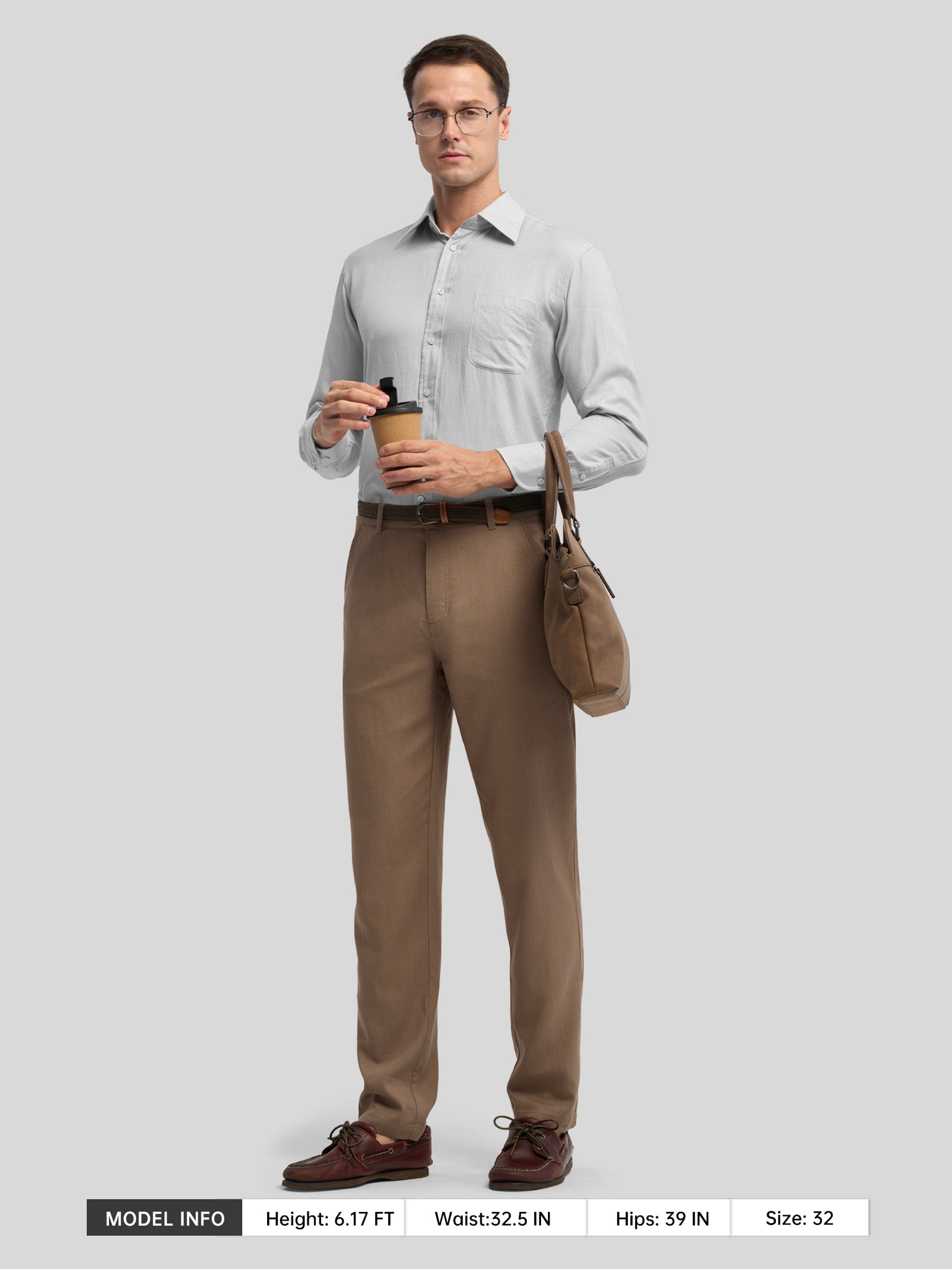 Men's Regular-Fit Linen Trousers-28 Inch