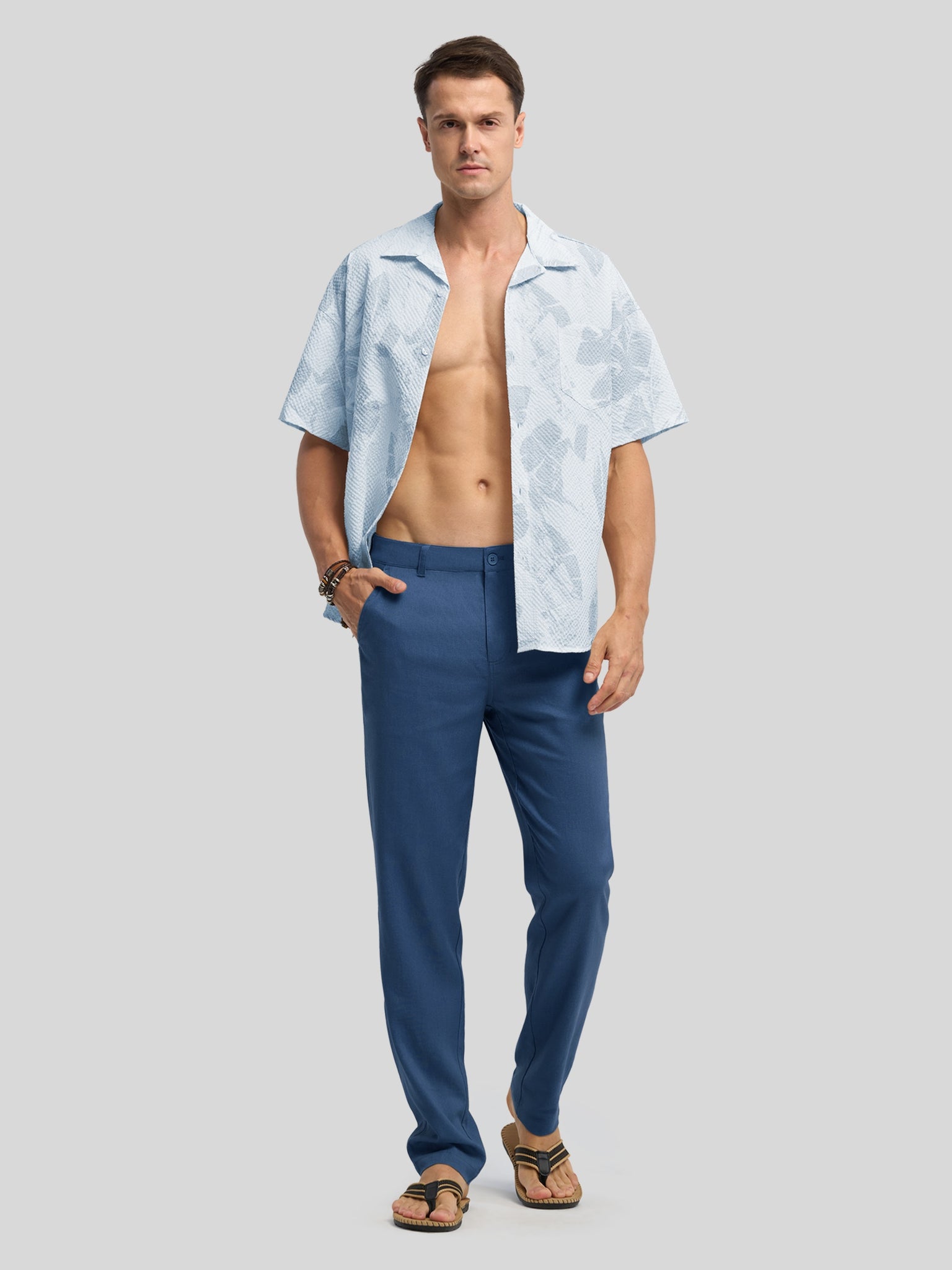 Men's Regular-Fit Linen Trousers-28 Inch