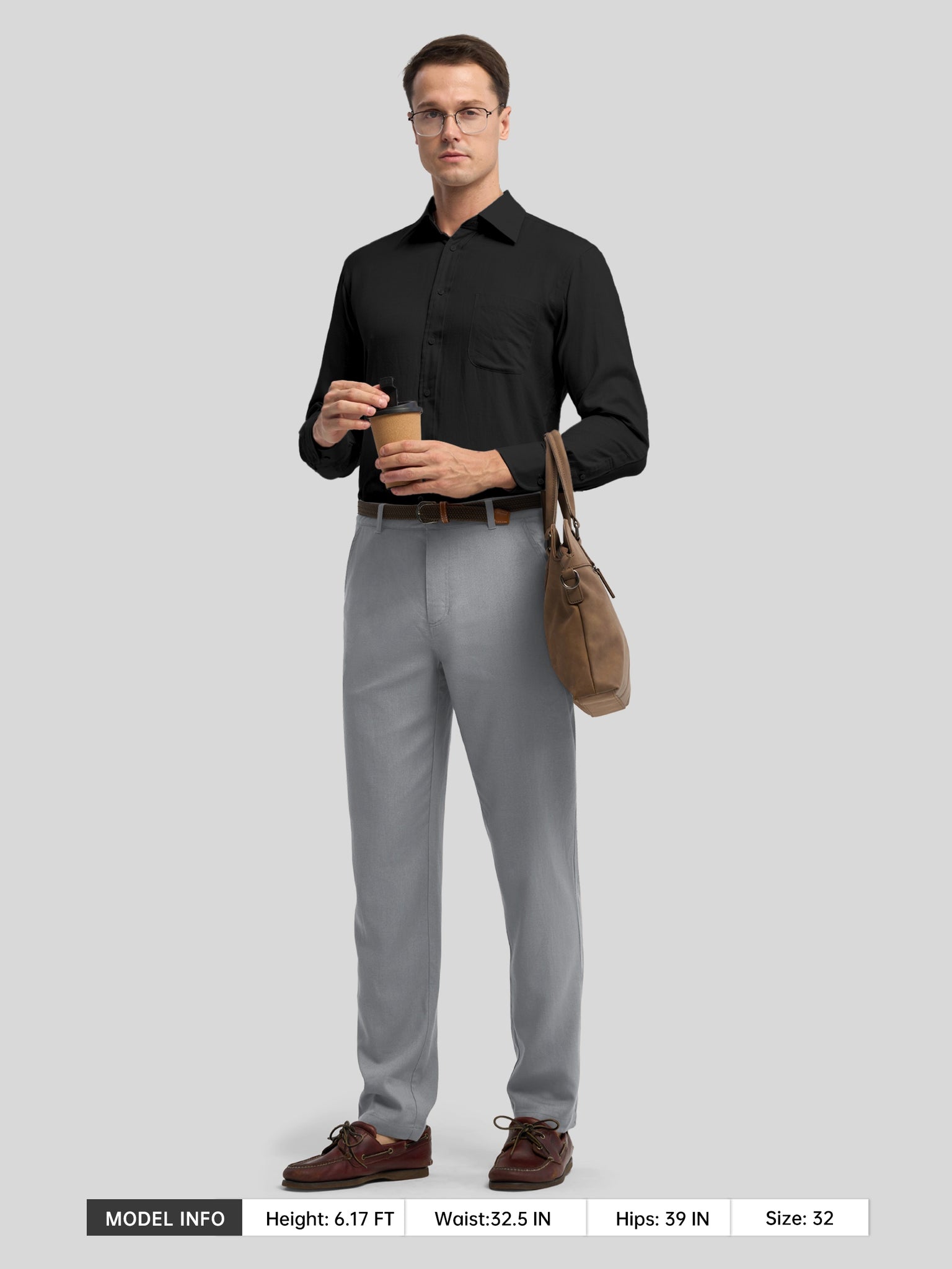 Men's Regular-Fit Linen Trousers-28 Inch