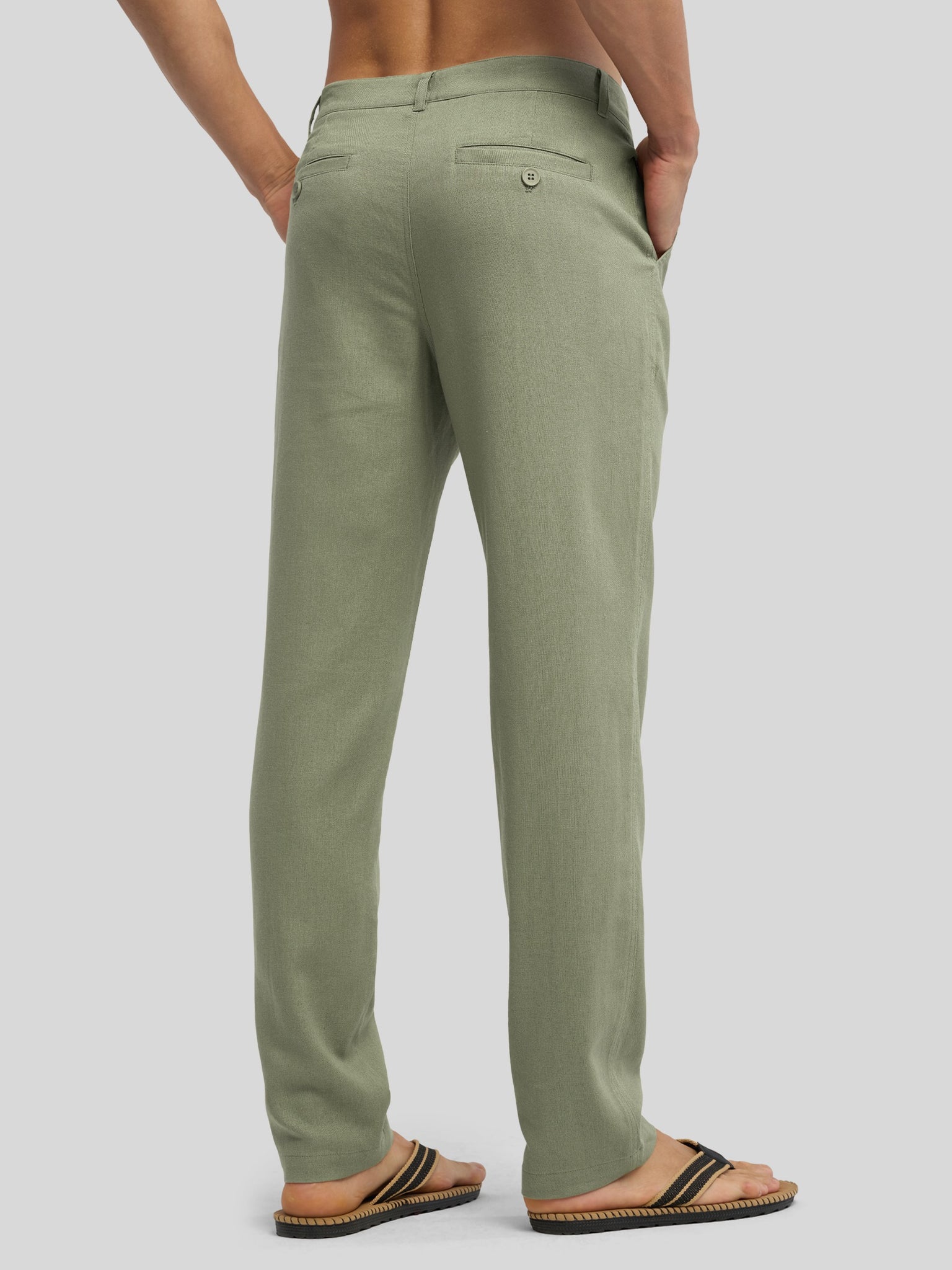 Men's Regular-Fit Linen Trousers-32 Inch